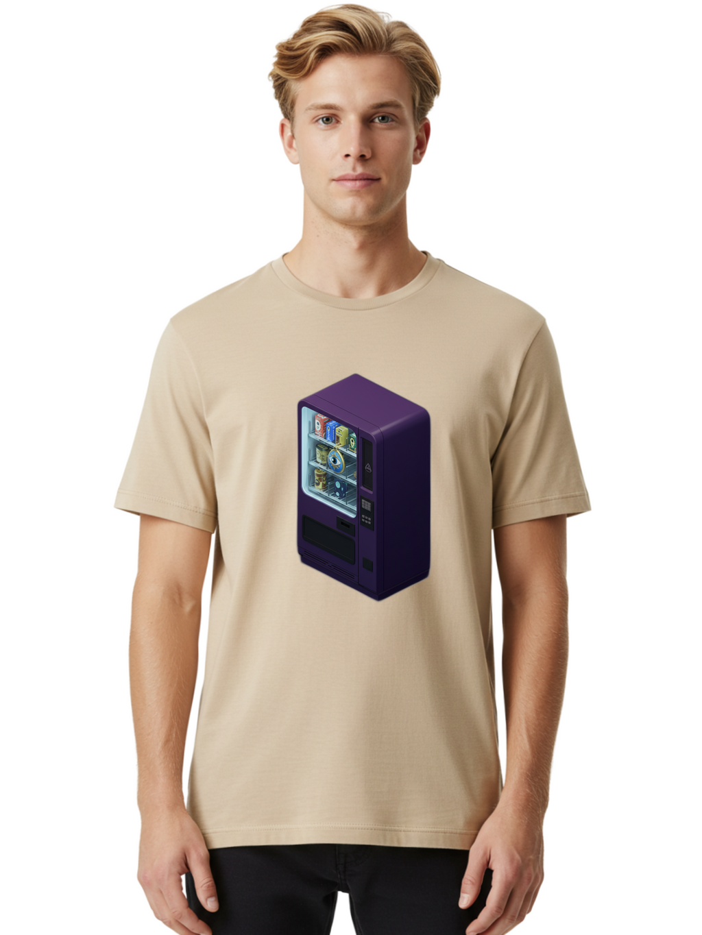 Vending-Machine-1 Men'S Graphic Tee, 100% Cotton, Comfortable Casual Summer Wear, Machine Washable, Vintage Camera, Old Camera, Antique Camera, Black Camera, Classic Photography, Photography Equipment, Nostalgic Device, Film Camera, Camera Art Bal559