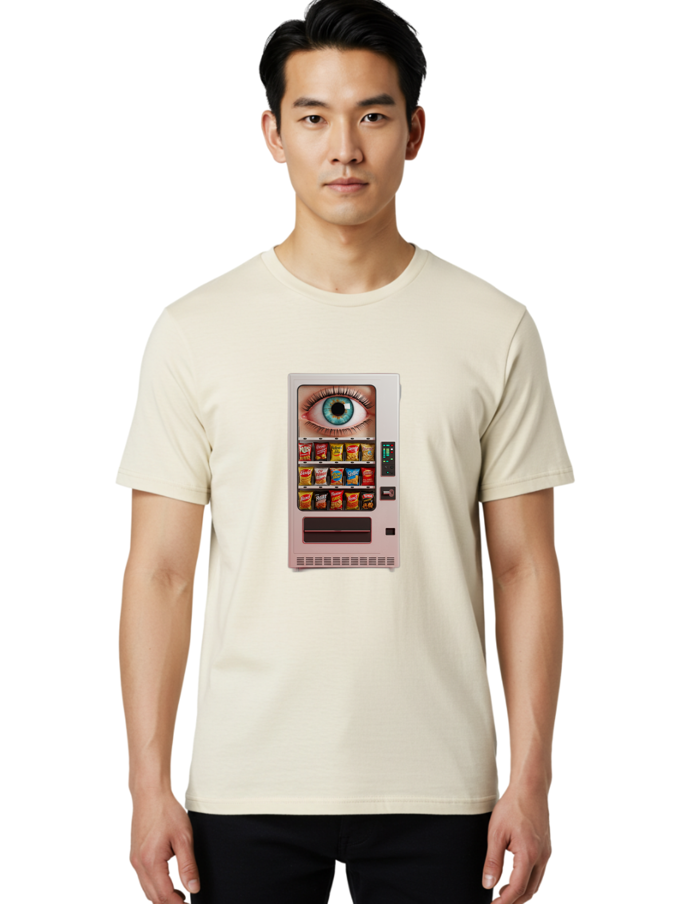 Vending-Machine-2 Men'S Graphic Tee, 100% Cotton, Comfortable Casual Summer Wear, Machine Washable, Vintage Camera, Old Camera, Antique Camera, Black Camera, Classic Photography, Photography Equipment, Nostalgic Device, Film Camera, Camera Art Bal560