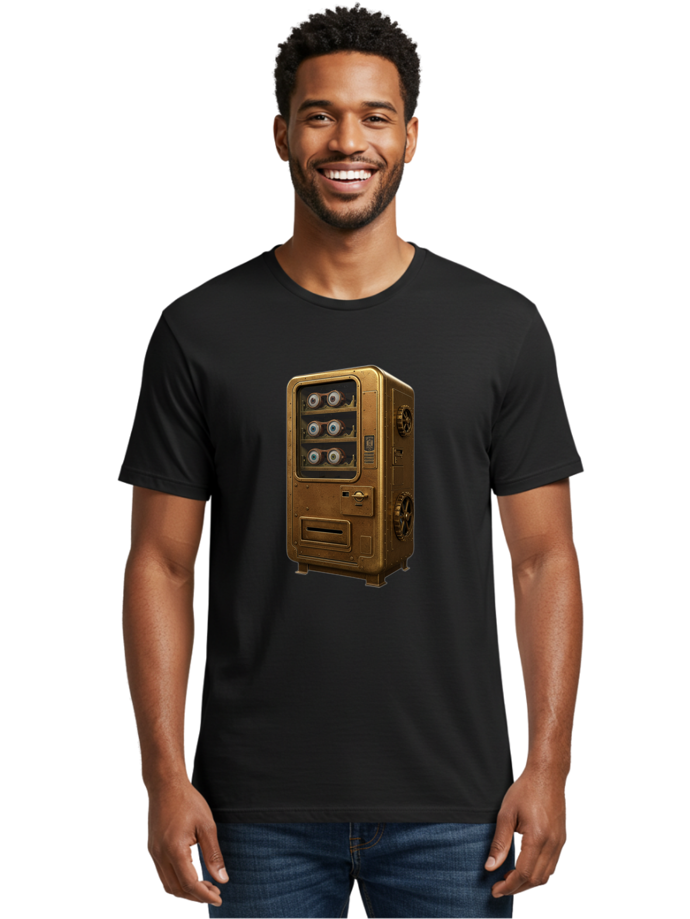Vending-Machine-3 Men'S Graphic Tee, 100% Cotton, Comfortable Casual Summer Wear, Machine Washable, Vintage Camera, Old Camera, Antique Camera, Black Camera, Classic Photography, Photography Equipment, Nostalgic Device, Film Camera, Camera Art Bal561