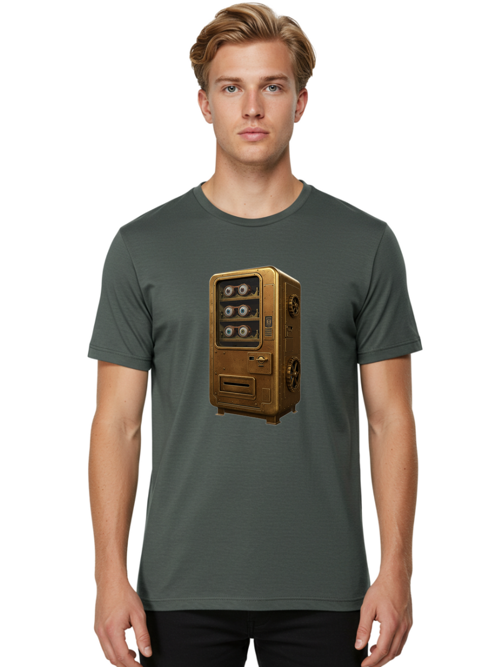 Vending-Machine-3 Men'S Graphic Tee, 100% Cotton, Comfortable Casual Summer Wear, Machine Washable, Vintage Camera, Old Camera, Antique Camera, Black Camera, Classic Photography, Photography Equipment, Nostalgic Device, Film Camera, Camera Art Bal561