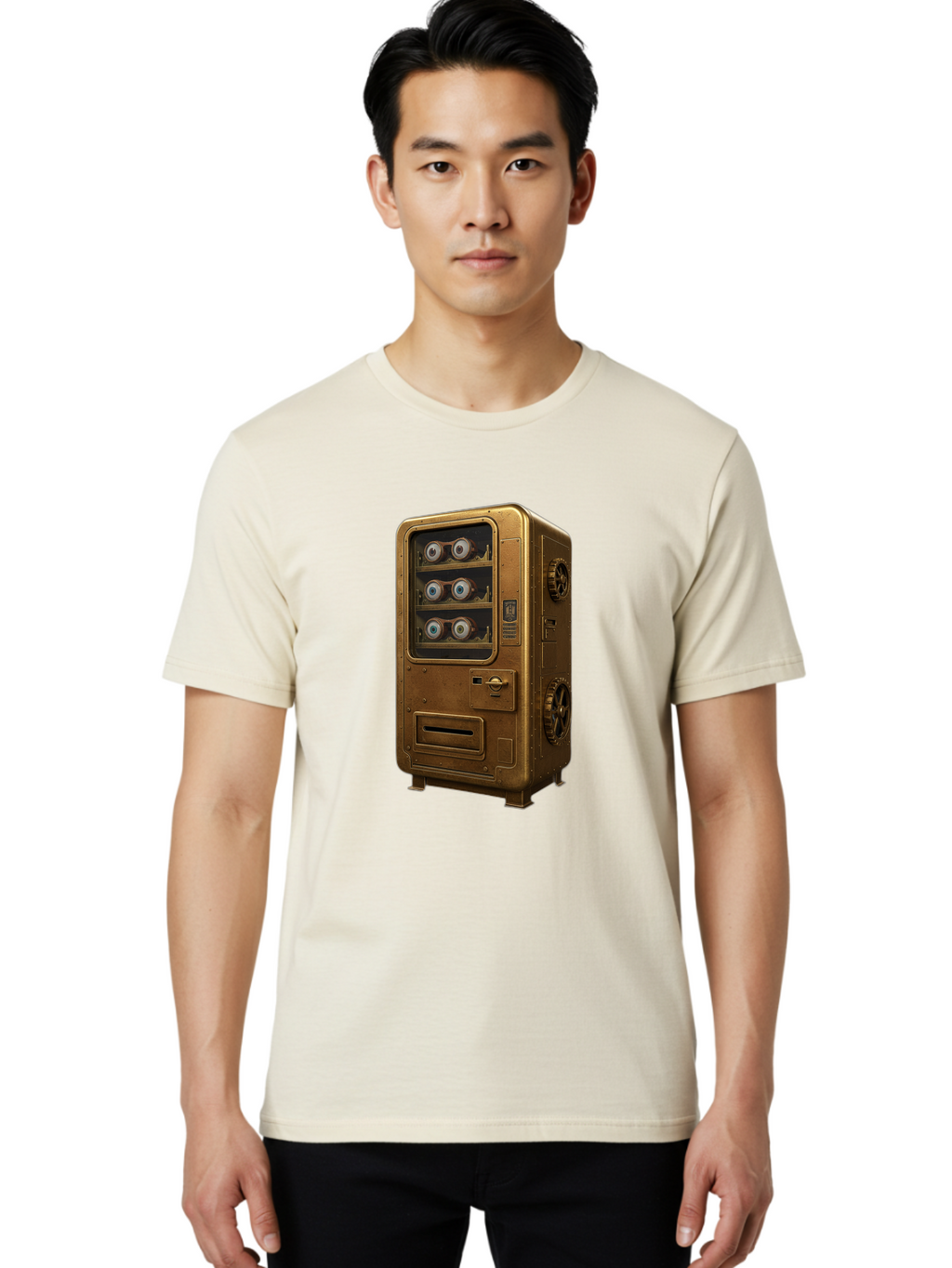 Vending-Machine-3 Men'S Graphic Tee, 100% Cotton, Comfortable Casual Summer Wear, Machine Washable, Vintage Camera, Old Camera, Antique Camera, Black Camera, Classic Photography, Photography Equipment, Nostalgic Device, Film Camera, Camera Art Bal561