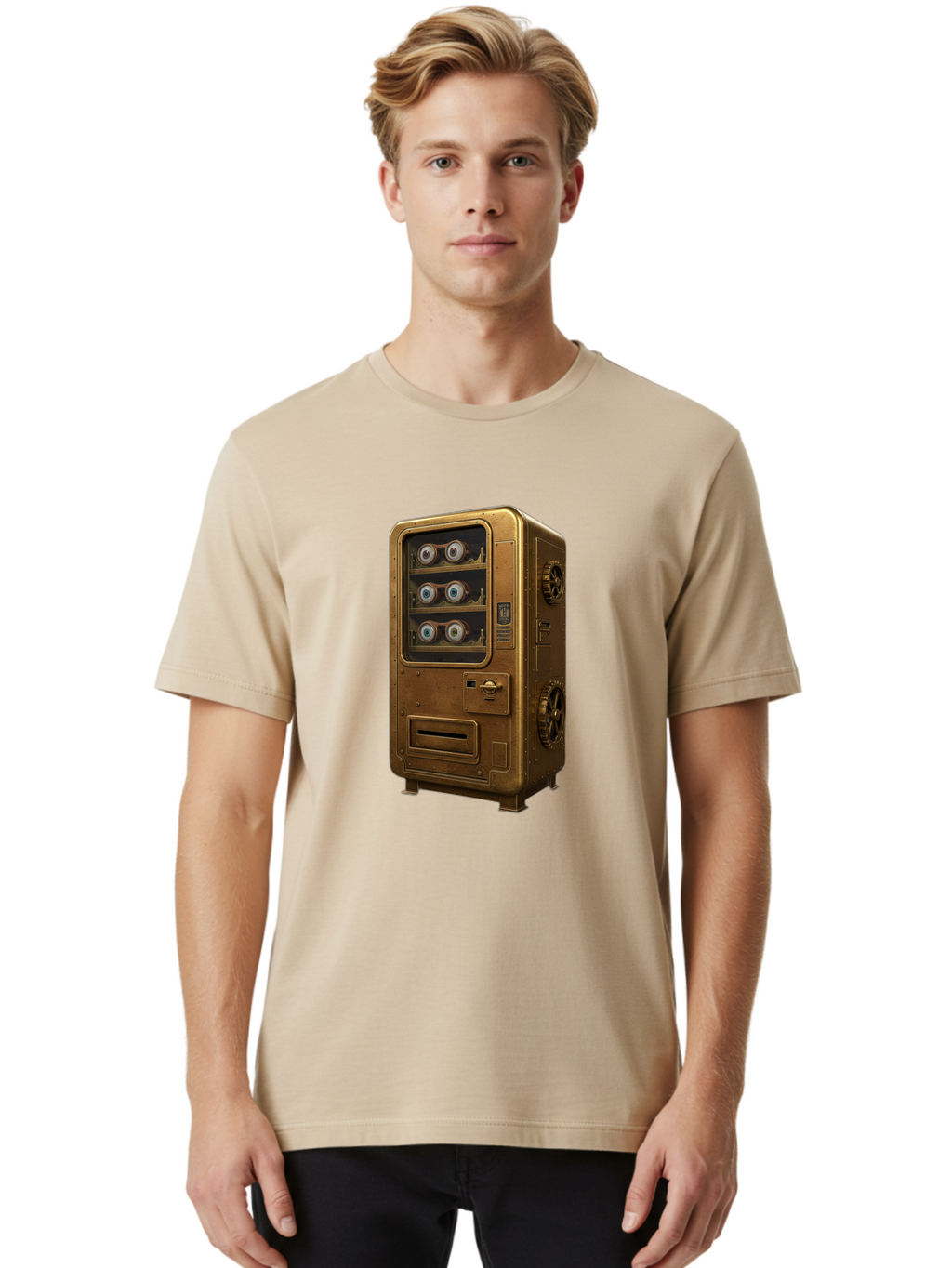 Vending-Machine-3 Men'S Graphic Tee, 100% Cotton, Comfortable Casual Summer Wear, Machine Washable, Vintage Camera, Old Camera, Antique Camera, Black Camera, Classic Photography, Photography Equipment, Nostalgic Device, Film Camera, Camera Art Bal561