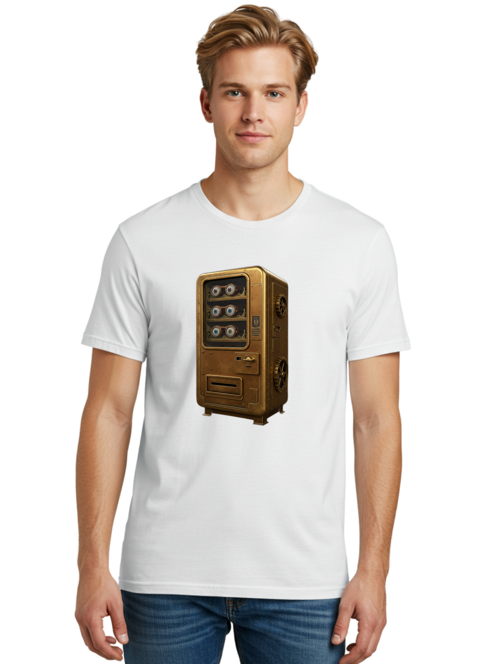 Vending-Machine-3 Men'S Graphic Tee, 100% Cotton, Comfortable Casual Summer Wear, Machine Washable, Vintage Camera, Old Camera, Antique Camera, Black Camera, Classic Photography, Photography Equipment, Nostalgic Device, Film Camera, Camera Art Bal561