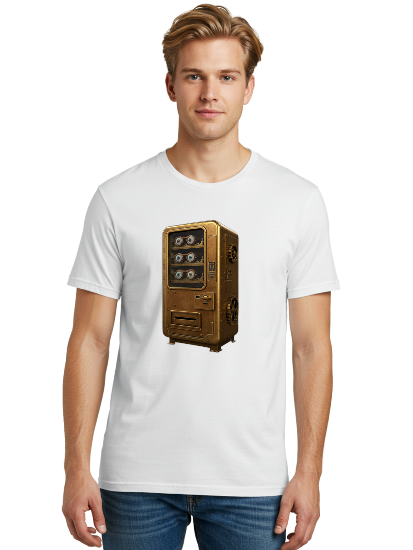 Vending-Machine-3 Men'S Graphic Tee, 100% Cotton, Comfortable Casual Summer Wear, Machine Washable, Vintage Camera, Old Camera, Antique Camera, Black Camera, Classic Photography, Photography Equipment, Nostalgic Device, Film Camera, Camera Art Bal561