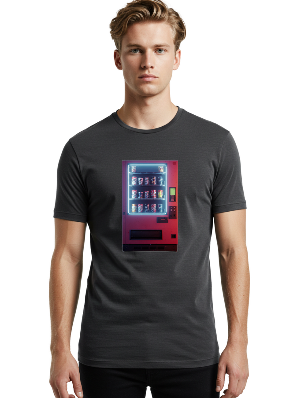 Vending-Machine-4 Men'S Graphic Tee, 100% Cotton, Comfortable Casual Summer Wear, Machine Washable, Vintage Camera, Old Camera, Antique Camera, Black Camera, Classic Photography, Photography Equipment, Nostalgic Device, Film Camera, Camera Art Bal562