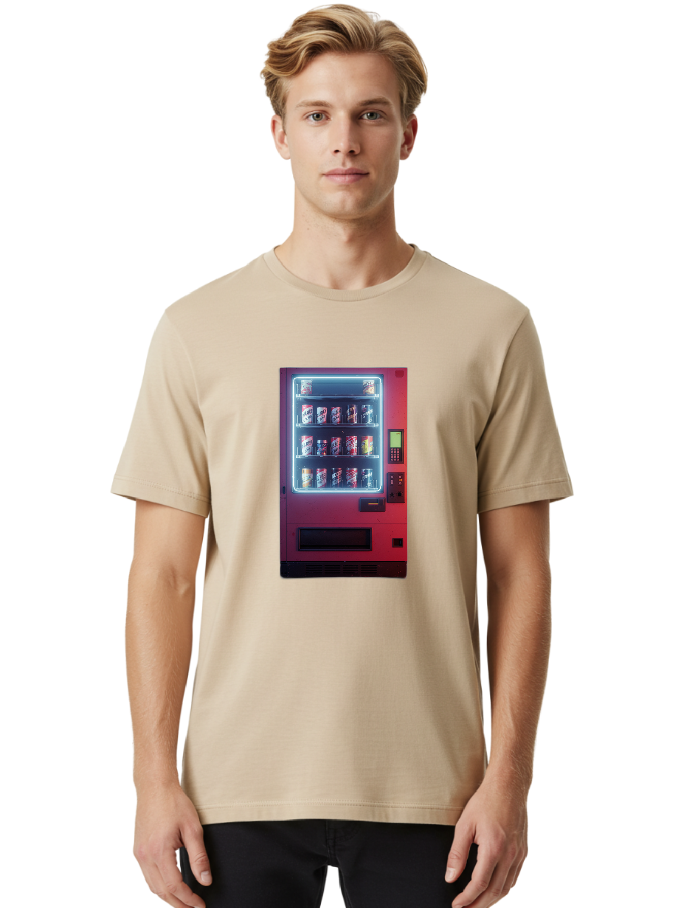 Vending-Machine-4 Men'S Graphic Tee, 100% Cotton, Comfortable Casual Summer Wear, Machine Washable, Vintage Camera, Old Camera, Antique Camera, Black Camera, Classic Photography, Photography Equipment, Nostalgic Device, Film Camera, Camera Art Bal562