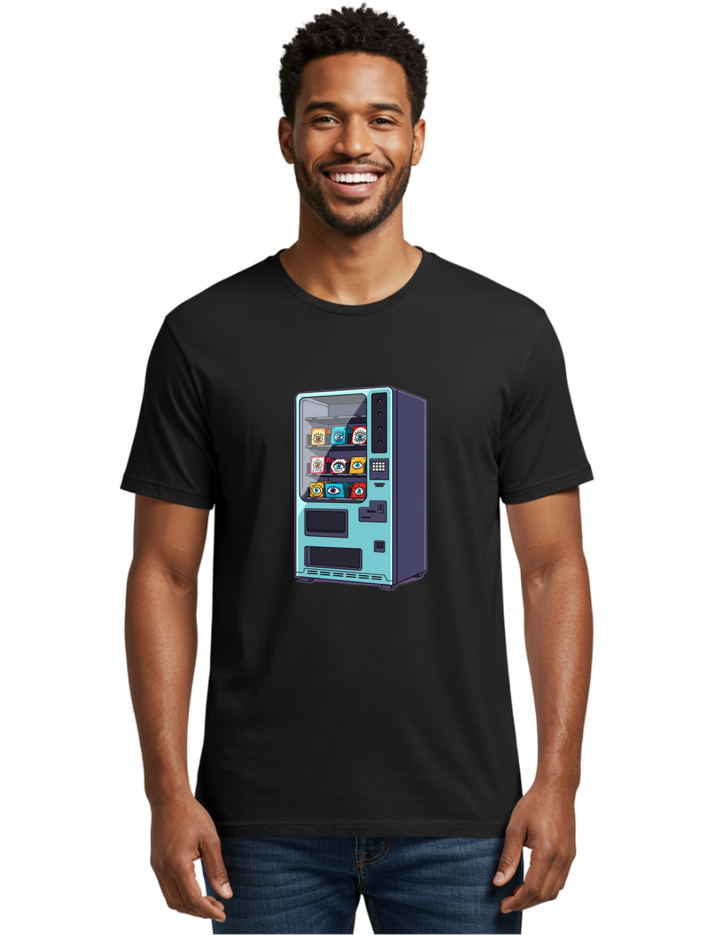 Vending-Machine-5 Men'S Graphic Tee, 100% Cotton, Comfortable Casual Summer Wear, Machine Washable, Vintage Camera, Old Camera, Antique Camera, Black Camera, Classic Photography, Photography Equipment, Nostalgic Device, Film Camera, Camera Art Bal563