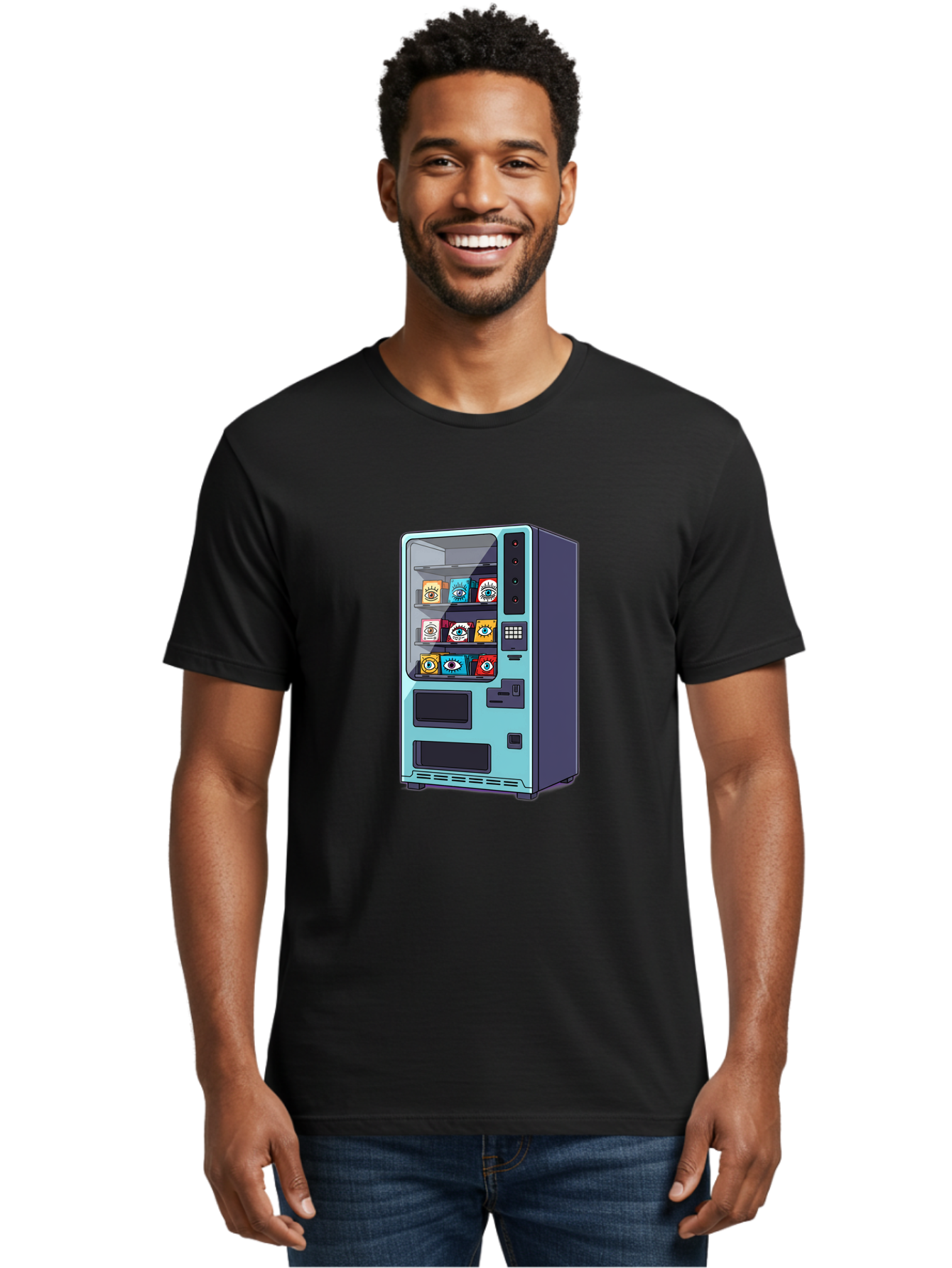 Vending-Machine-5 Men'S Graphic Tee, 100% Cotton, Comfortable Casual Summer Wear, Machine Washable, Vintage Camera, Old Camera, Antique Camera, Black Camera, Classic Photography, Photography Equipment, Nostalgic Device, Film Camera, Camera Art Bal563