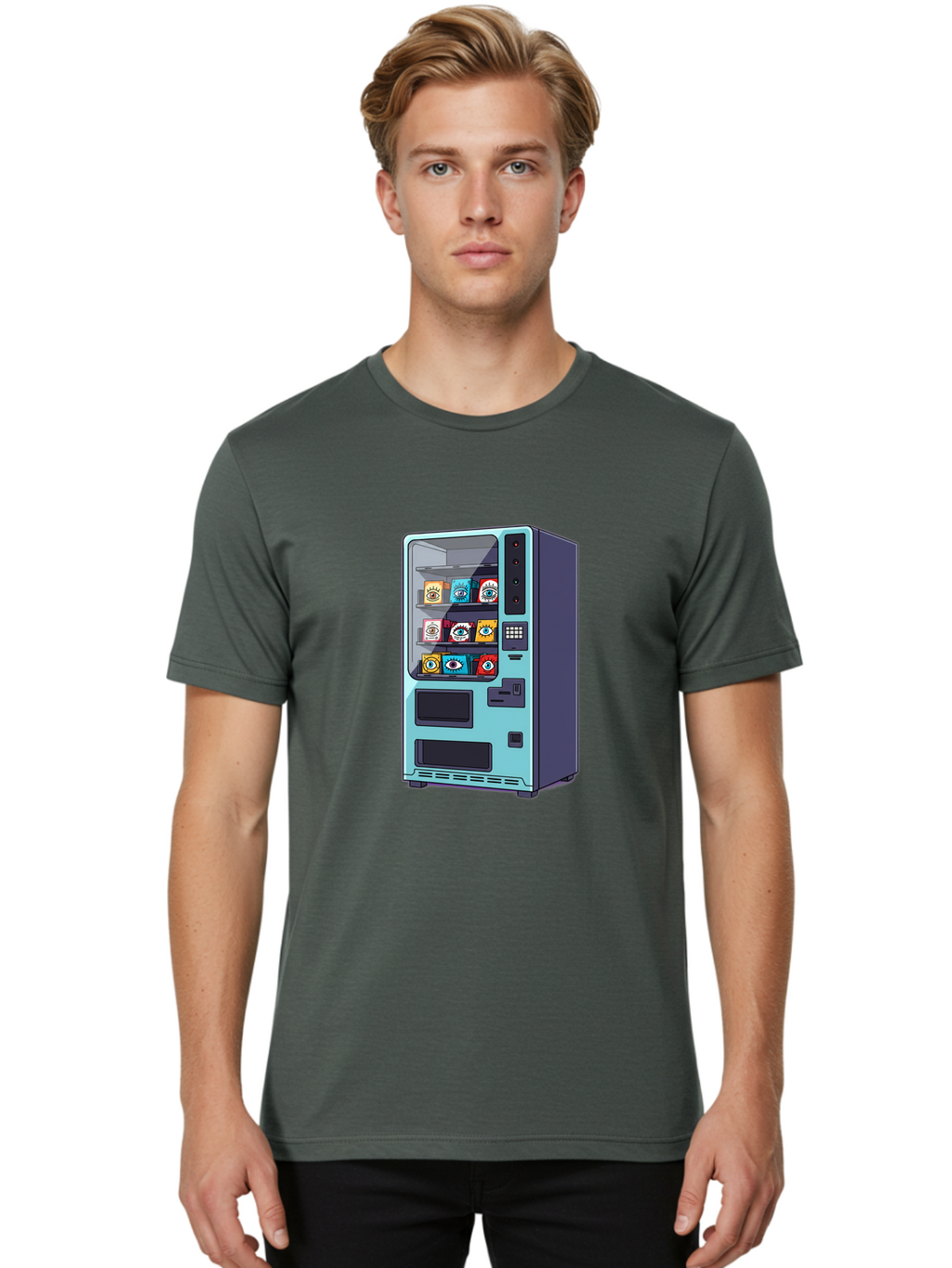 Vending-Machine-5 Men'S Graphic Tee, 100% Cotton, Comfortable Casual Summer Wear, Machine Washable, Vintage Camera, Old Camera, Antique Camera, Black Camera, Classic Photography, Photography Equipment, Nostalgic Device, Film Camera, Camera Art Bal563