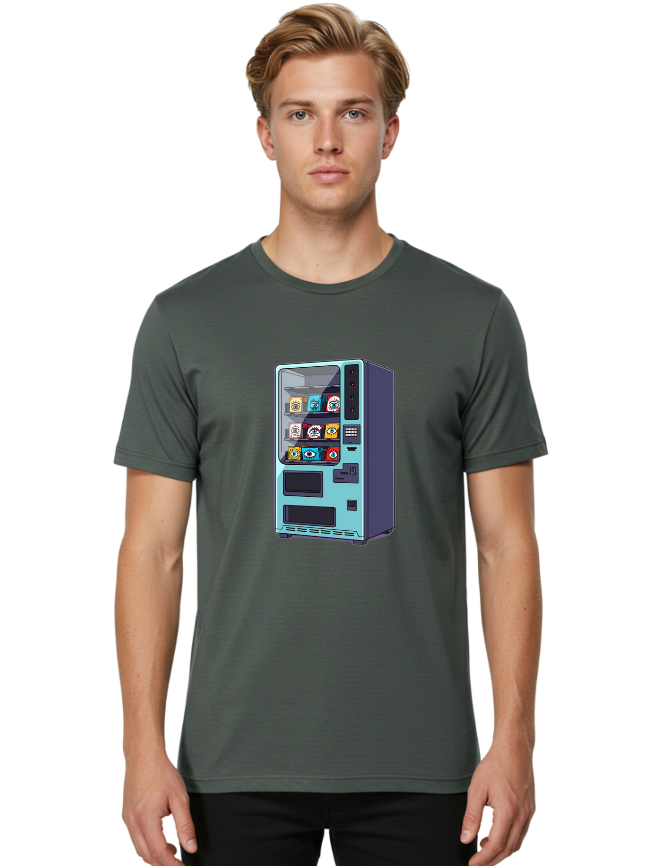 Vending-Machine-5 Men'S Graphic Tee, 100% Cotton, Comfortable Casual Summer Wear, Machine Washable, Vintage Camera, Old Camera, Antique Camera, Black Camera, Classic Photography, Photography Equipment, Nostalgic Device, Film Camera, Camera Art Bal563