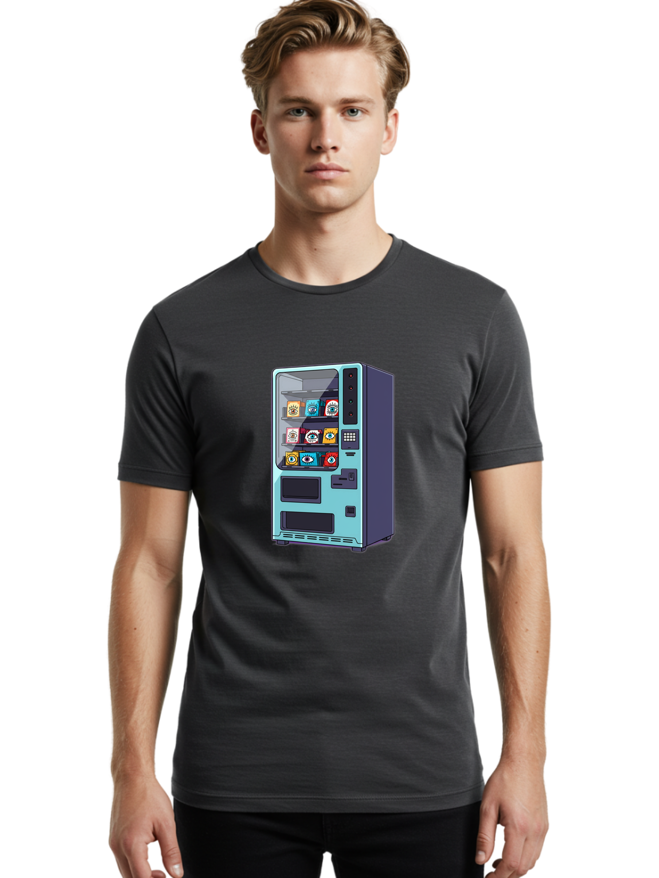 Vending-Machine-5 Men'S Graphic Tee, 100% Cotton, Comfortable Casual Summer Wear, Machine Washable, Vintage Camera, Old Camera, Antique Camera, Black Camera, Classic Photography, Photography Equipment, Nostalgic Device, Film Camera, Camera Art Bal563