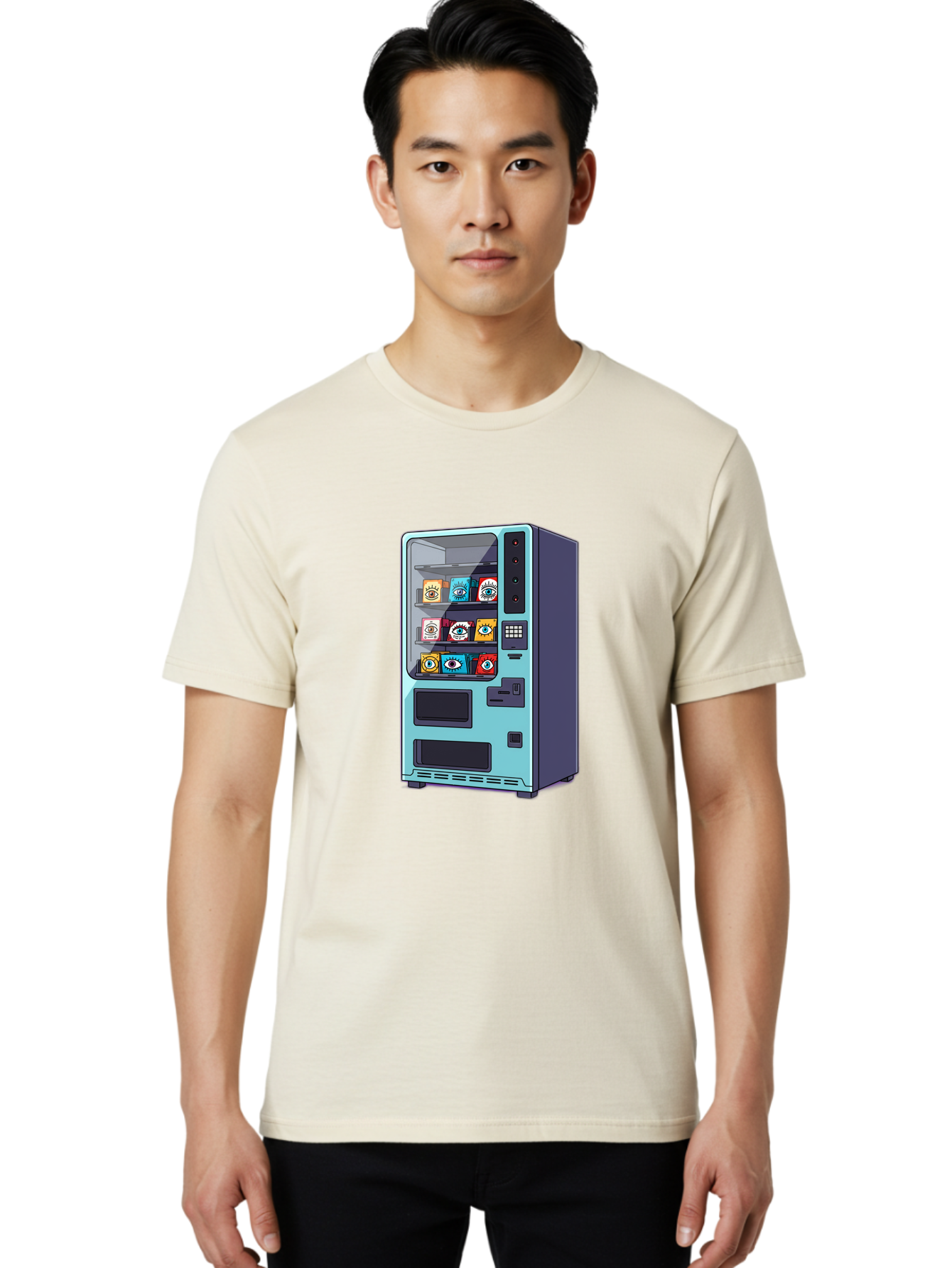 Vending-Machine-5 Men'S Graphic Tee, 100% Cotton, Comfortable Casual Summer Wear, Machine Washable, Vintage Camera, Old Camera, Antique Camera, Black Camera, Classic Photography, Photography Equipment, Nostalgic Device, Film Camera, Camera Art Bal563