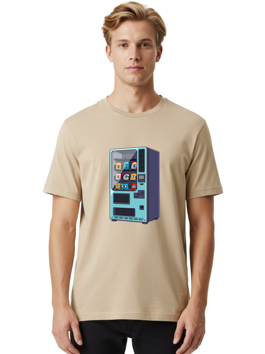 Vending-Machine-5 Men'S Graphic Tee, 100% Cotton, Comfortable Casual Summer Wear, Machine Washable, Vintage Camera, Old Camera, Antique Camera, Black Camera, Classic Photography, Photography Equipment, Nostalgic Device, Film Camera, Camera Art Bal563