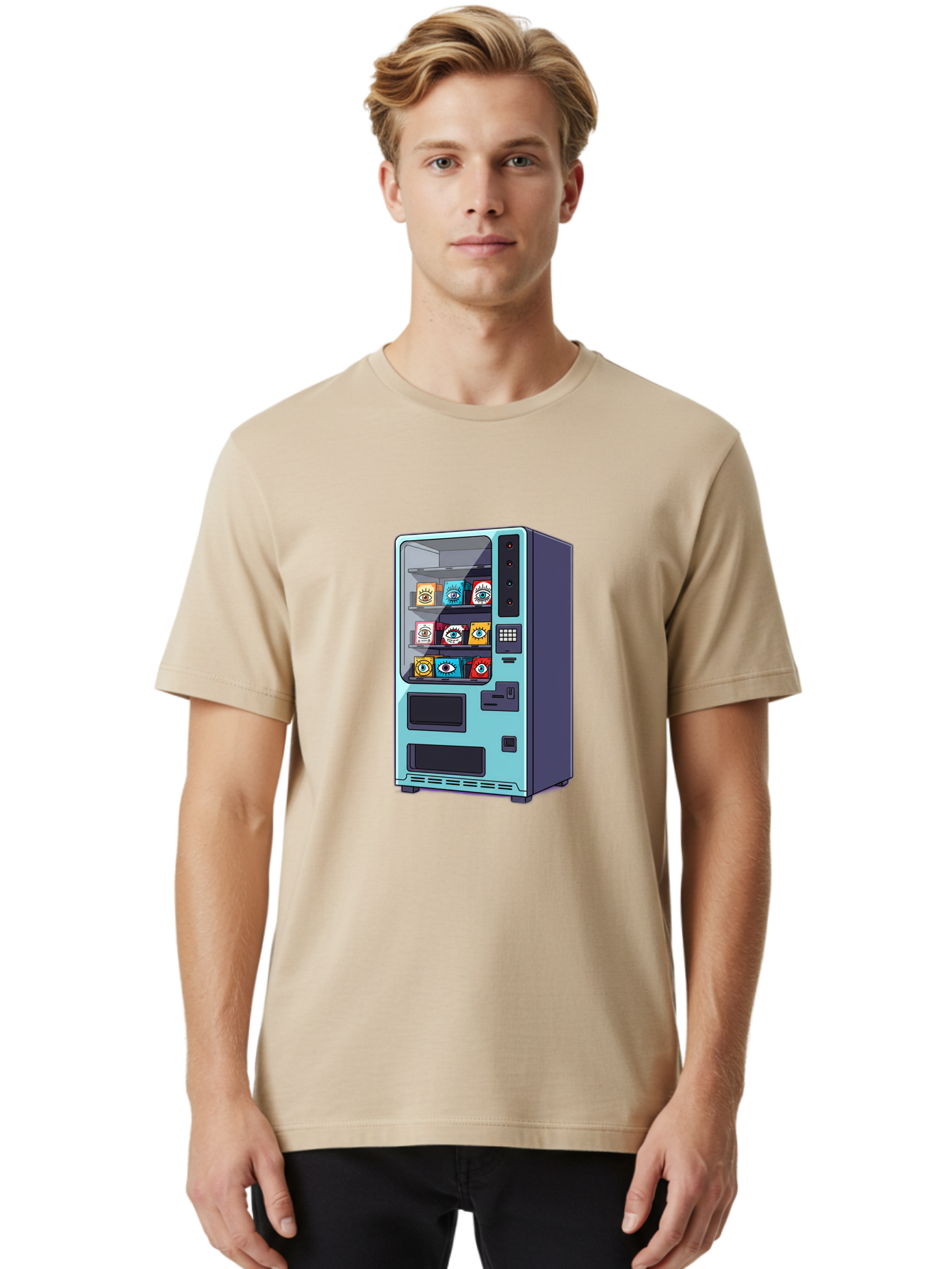 Vending-Machine-5 Men'S Graphic Tee, 100% Cotton, Comfortable Casual Summer Wear, Machine Washable, Vintage Camera, Old Camera, Antique Camera, Black Camera, Classic Photography, Photography Equipment, Nostalgic Device, Film Camera, Camera Art Bal563