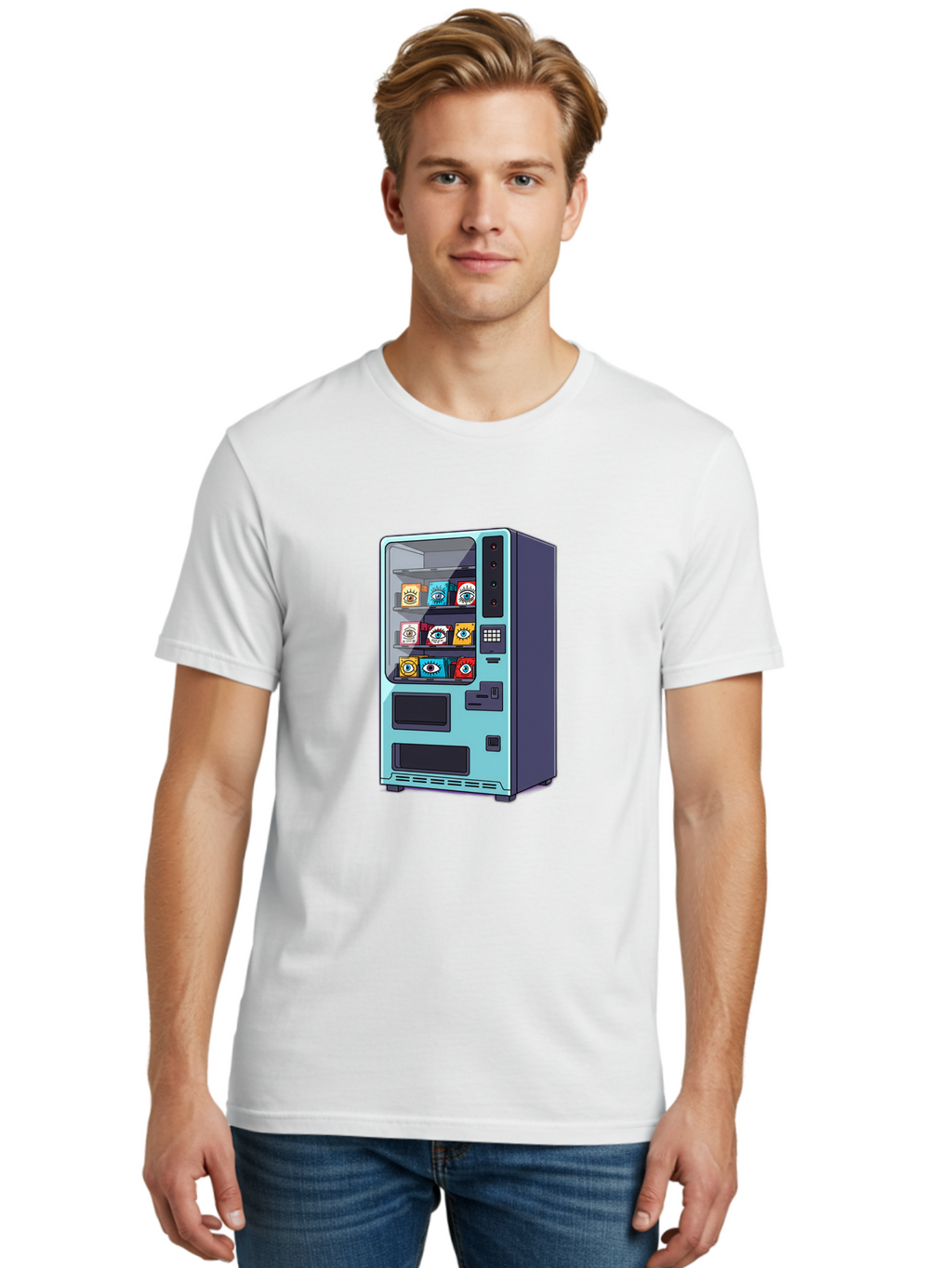 Vending-Machine-5 Men'S Graphic Tee, 100% Cotton, Comfortable Casual Summer Wear, Machine Washable, Vintage Camera, Old Camera, Antique Camera, Black Camera, Classic Photography, Photography Equipment, Nostalgic Device, Film Camera, Camera Art Bal563