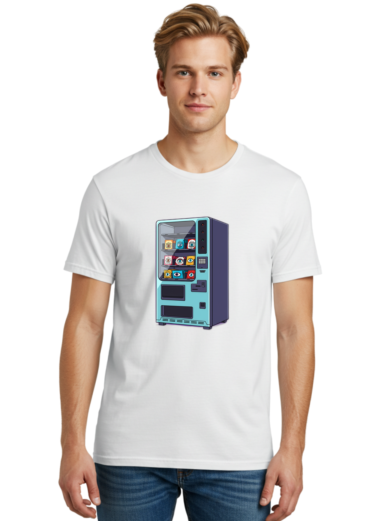 Vending-Machine-5 Men'S Graphic Tee, 100% Cotton, Comfortable Casual Summer Wear, Machine Washable, Vintage Camera, Old Camera, Antique Camera, Black Camera, Classic Photography, Photography Equipment, Nostalgic Device, Film Camera, Camera Art Bal563