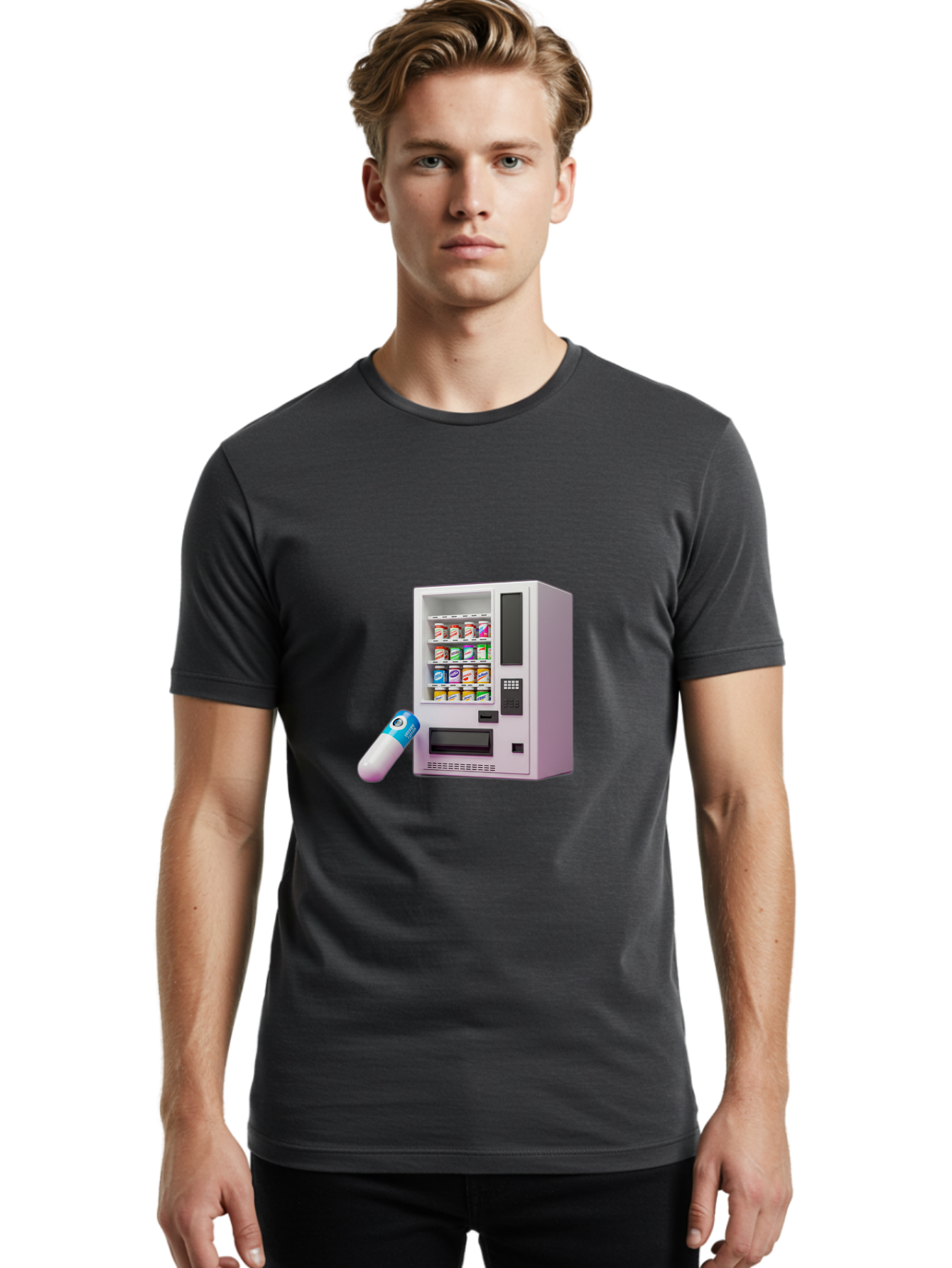 Vending-Machine-6 Men'S Graphic Tee, 100% Cotton, Comfortable Casual Summer Wear, Machine Washable, Vintage Camera, Old Camera, Antique Camera, Black Camera, Classic Photography, Photography Equipment, Nostalgic Device, Film Camera, Camera Art Bal564