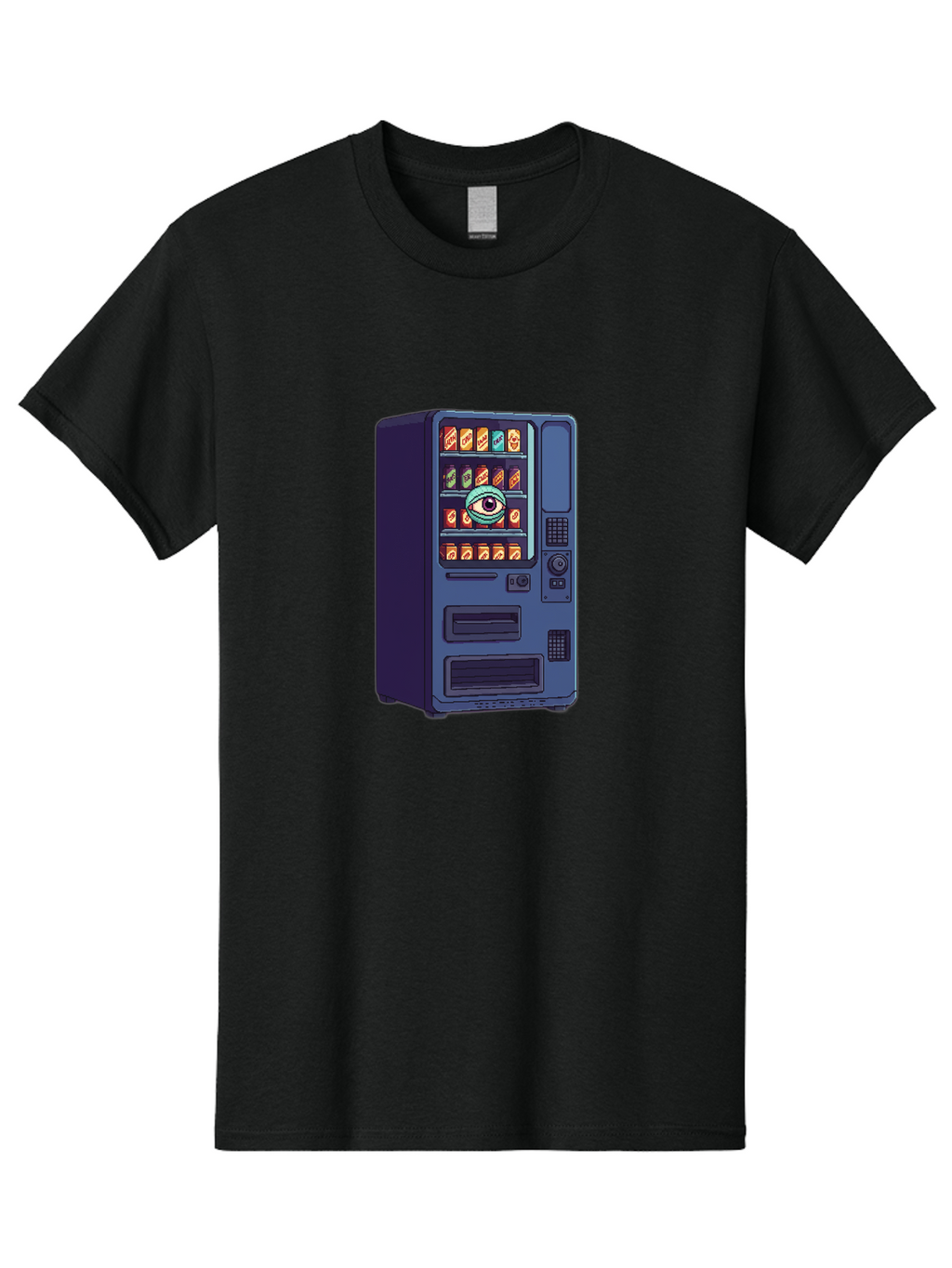 Vending-Machine-With-Eye Men'S Graphic Tee, 100% Cotton, Comfortable Casual Summer Wear, Machine Washable, Vintage Camera, Old Camera, Antique Camera, Black Camera, Classic Photography, Photography Equipment, Nostalgic Device, Film Camera, Bal565