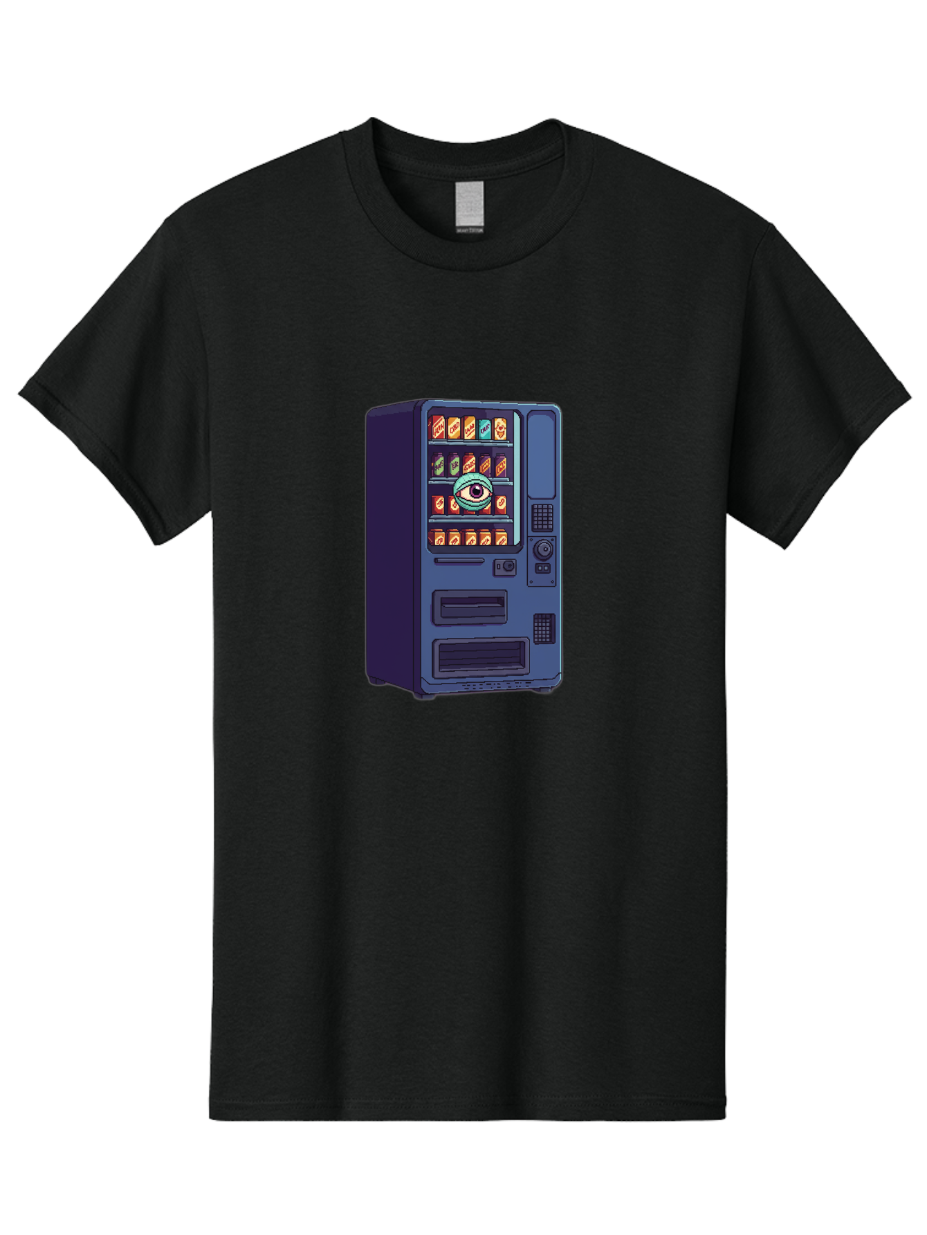 Vending-Machine-With-Eye Men'S Graphic Tee, 100% Cotton, Comfortable Casual Summer Wear, Machine Washable, Vintage Camera, Old Camera, Antique Camera, Black Camera, Classic Photography, Photography Equipment, Nostalgic Device, Film Camera, Bal565