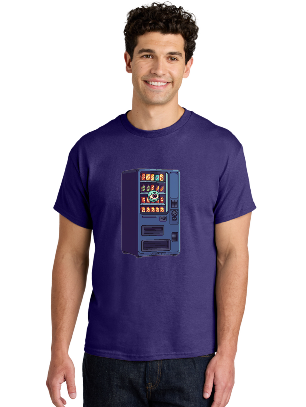 Vending-Machine-With-Eye Men'S Graphic Tee, 100% Cotton, Comfortable Casual Summer Wear, Machine Washable, Vintage Camera, Old Camera, Antique Camera, Black Camera, Classic Photography, Photography Equipment, Nostalgic Device, Film Camera, Bal565