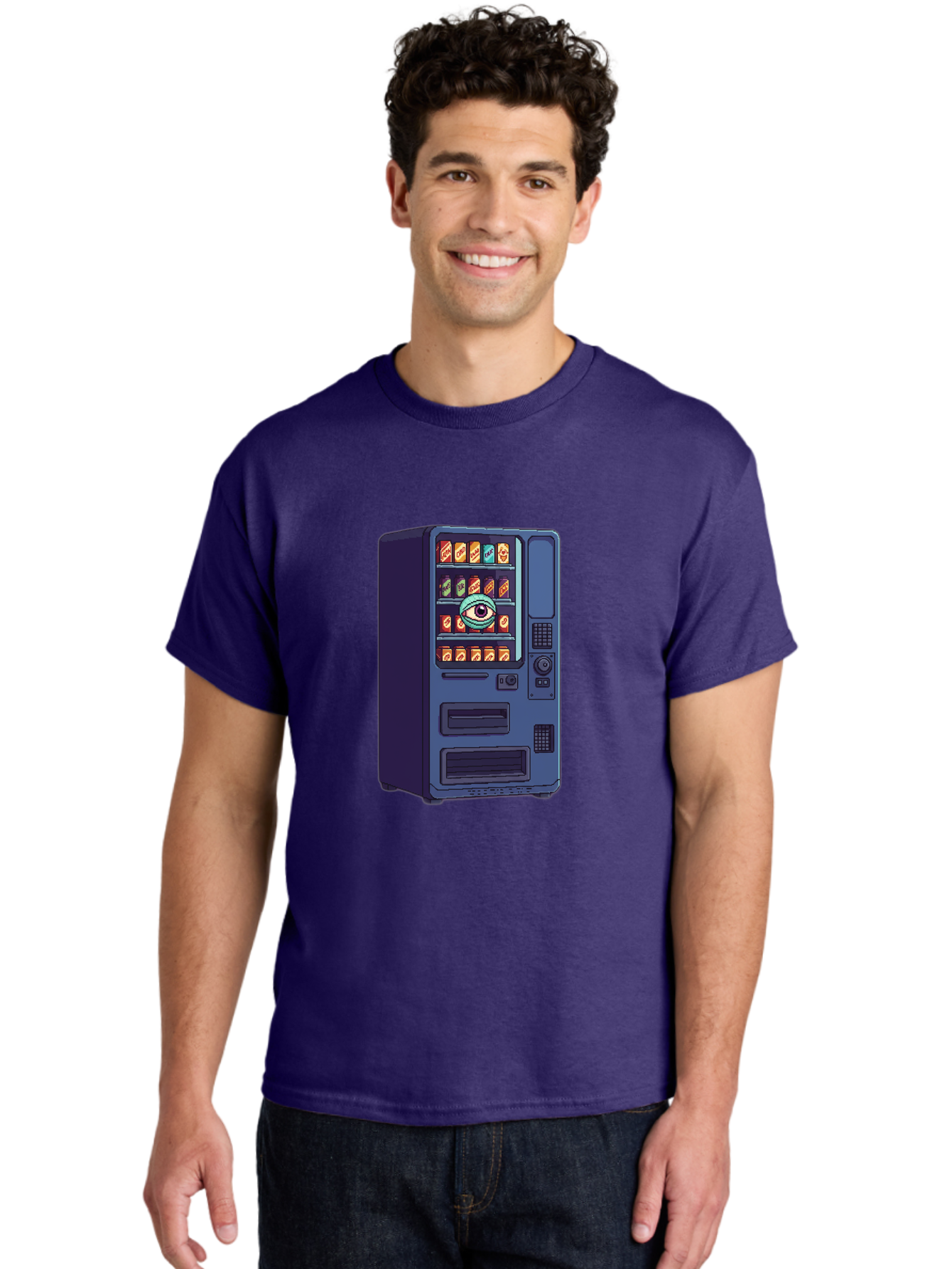 Vending-Machine-With-Eye Men'S Graphic Tee, 100% Cotton, Comfortable Casual Summer Wear, Machine Washable, Vintage Camera, Old Camera, Antique Camera, Black Camera, Classic Photography, Photography Equipment, Nostalgic Device, Film Camera, Bal565