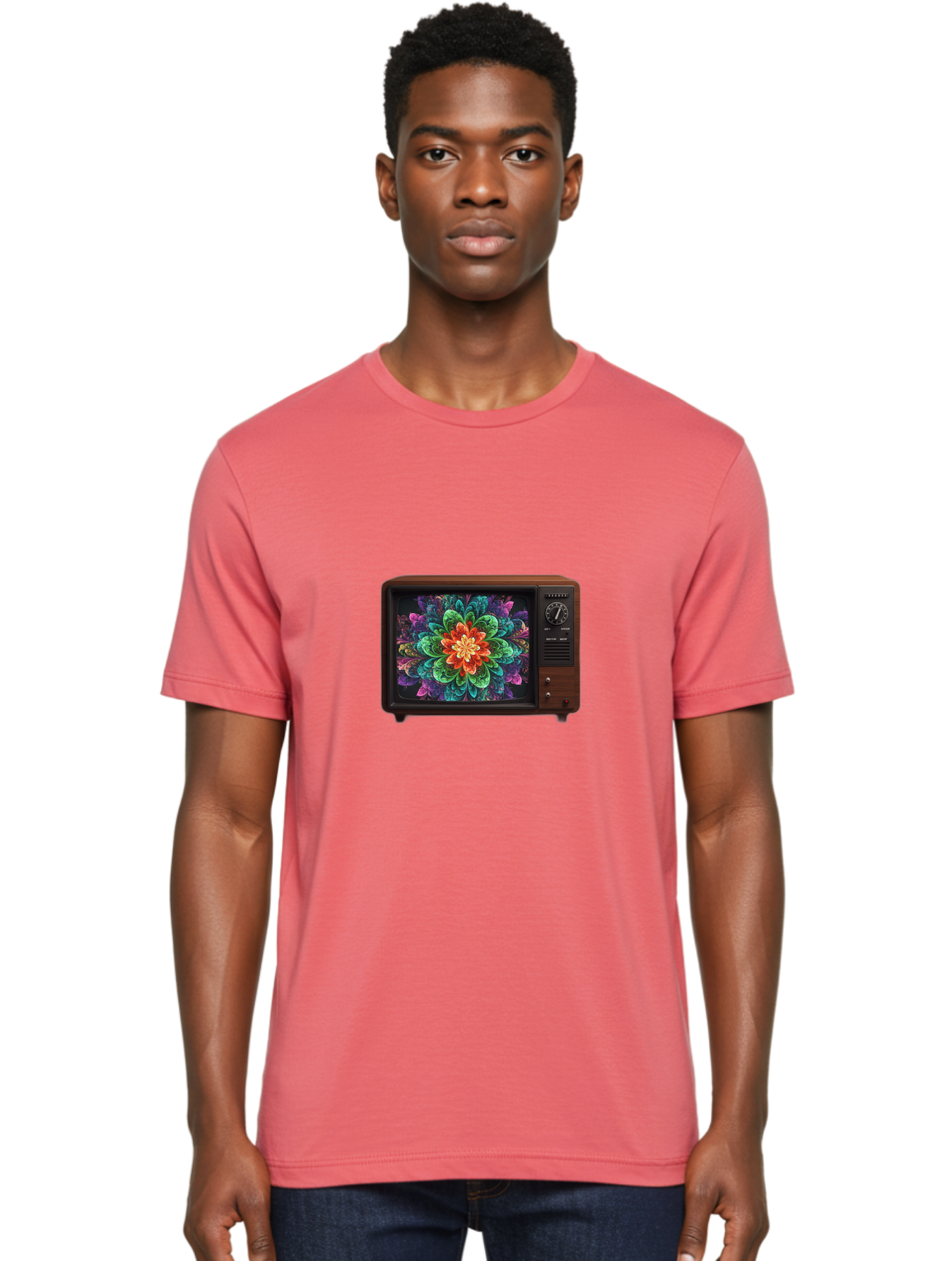 Vintage-Tv-With-Flower Men'S Graphic Tee, 100% Cotton, Comfortable Casual Summer Wear, Machine Washable, Vintage Camera, Old Camera, Antique Camera, Black Camera, Classic Photography, Photography Equipment, Nostalgic Device, Film Camera, Bal571