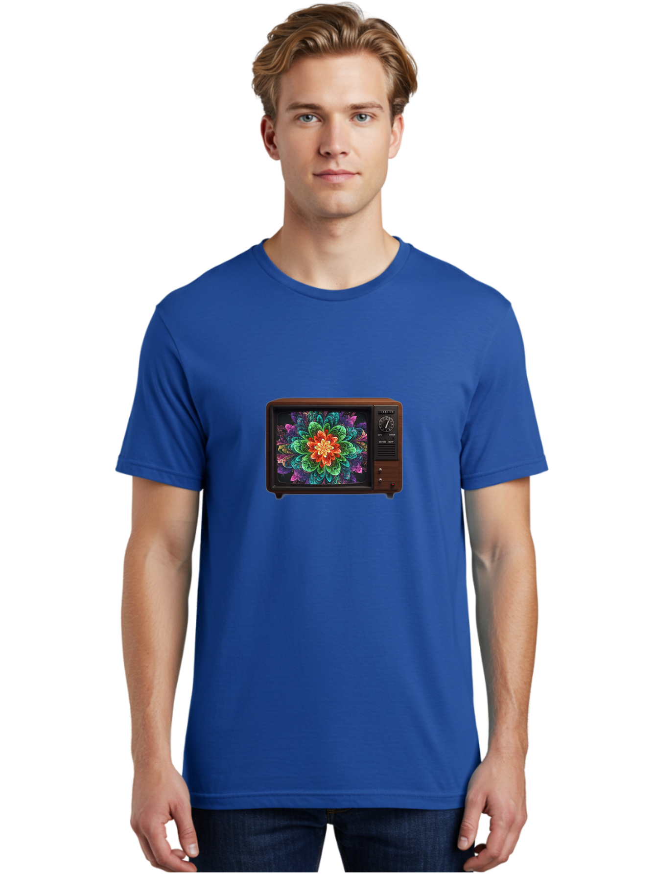 Vintage-Tv-With-Flower Men'S Graphic Tee, 100% Cotton, Comfortable Casual Summer Wear, Machine Washable, Vintage Camera, Old Camera, Antique Camera, Black Camera, Classic Photography, Photography Equipment, Nostalgic Device, Film Camera, Bal571