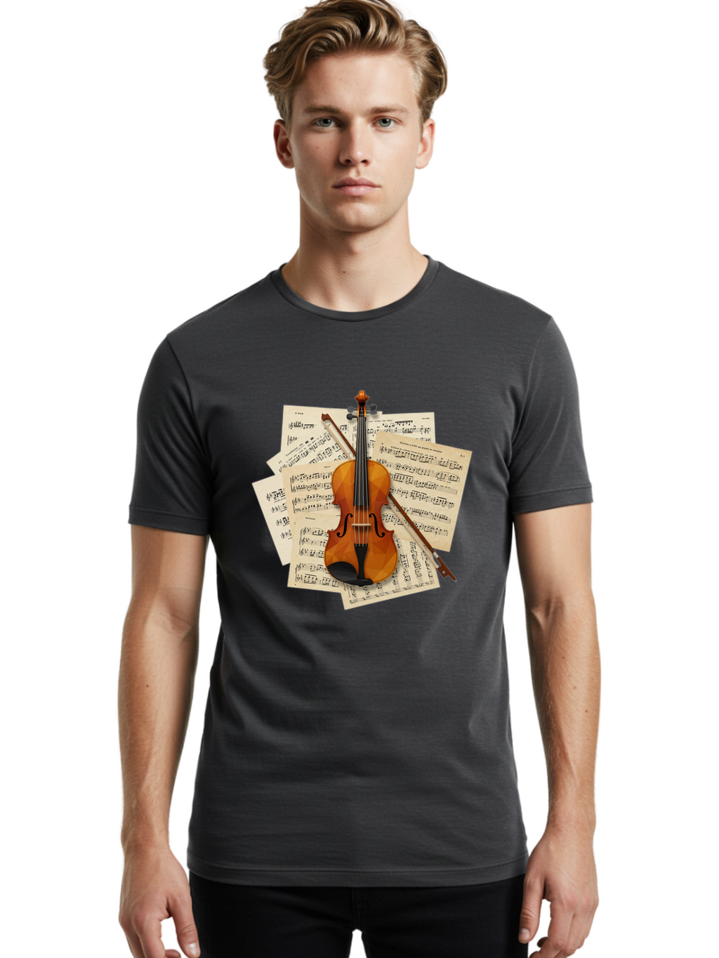 Violin-On-Sheet-Music Men'S Graphic Tee, 100% Cotton, Comfortable Casual Summer Wear, Machine Washable, Vintage Camera, Old Camera, Antique Camera, Black Camera, Classic Photography, Photography Equipment, Nostalgic Device, Film Camera, Bal573