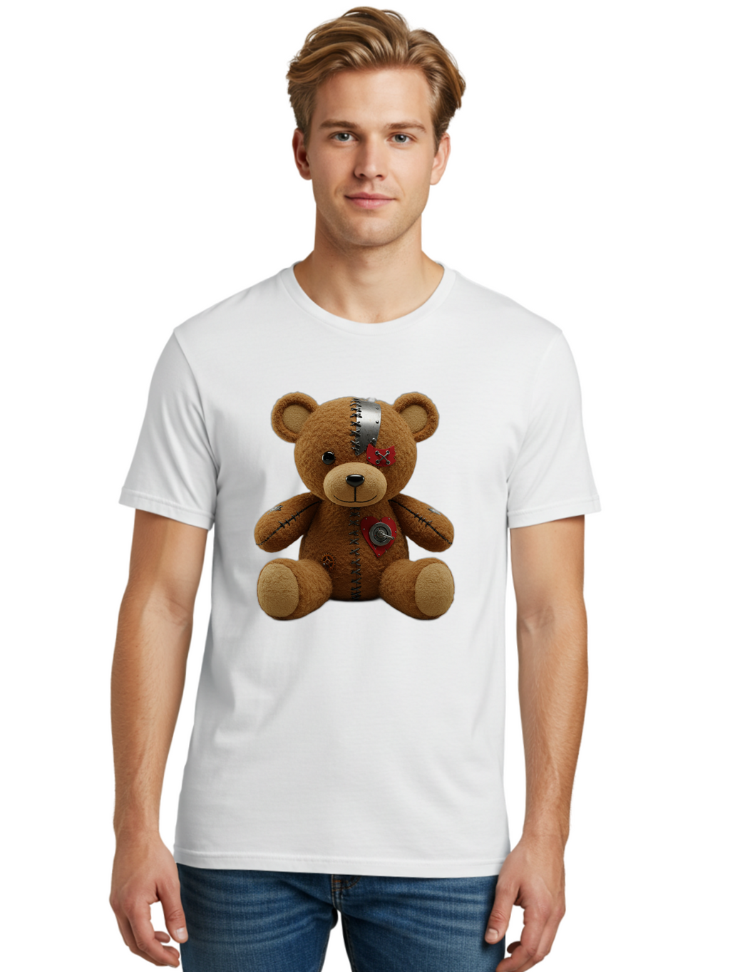 Voodoo-Teddy-Bear-1 Men'S Graphic Tee, 100% Cotton, Comfortable Casual Summer Wear, Machine Washable, Vintage Camera, Old Camera, Antique Camera, Black Camera, Classic Photography, Photography Equipment, Nostalgic Device, Film Camera, Bal575