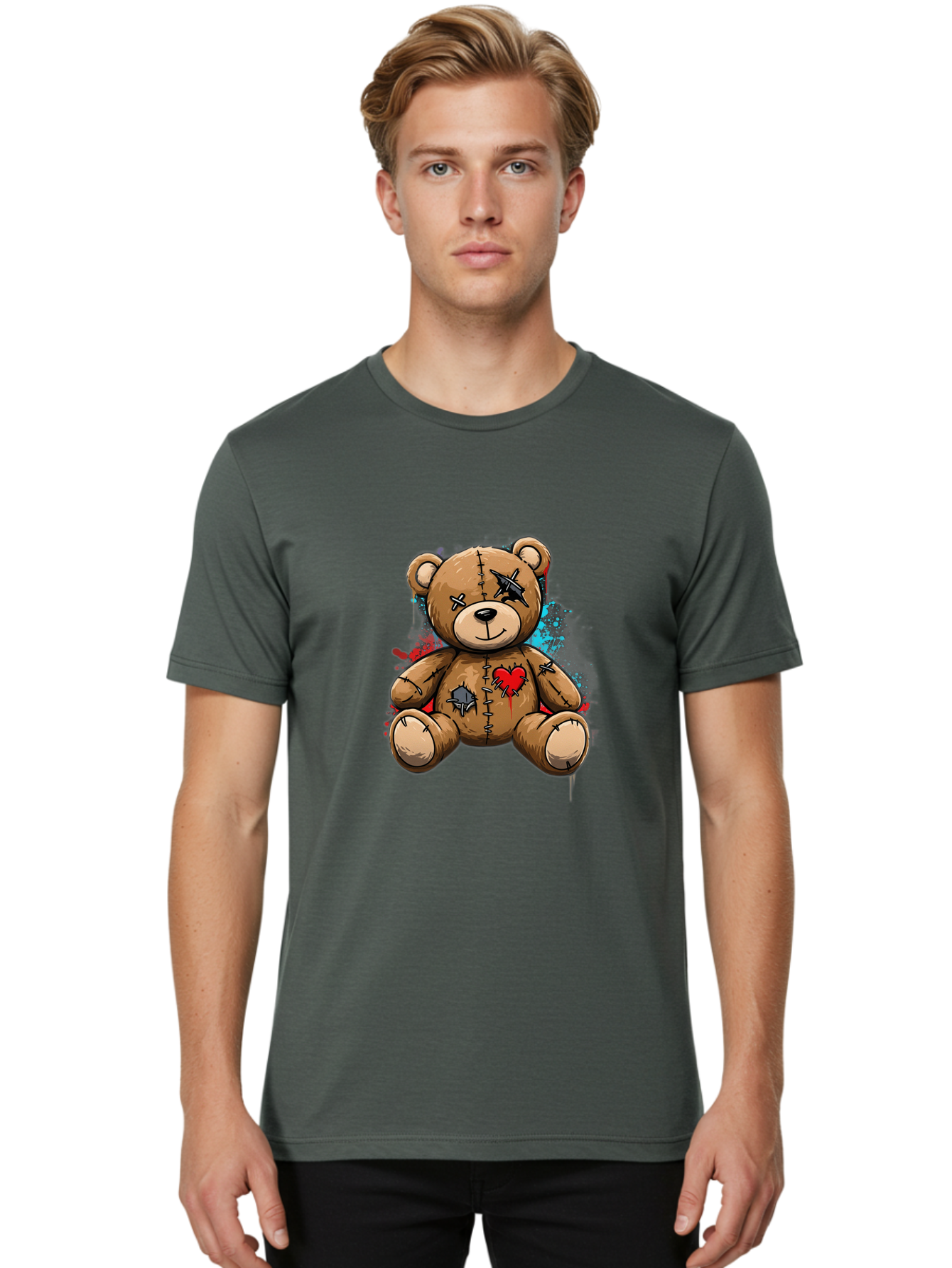 Voodoo-Teddy-Bear-2 Men'S Graphic Tee, 100% Cotton, Comfortable Casual Summer Wear, Machine Washable, Vintage Camera, Old Camera, Antique Camera, Black Camera, Classic Photography, Photography Equipment, Nostalgic Device, Film Camera, Bal576