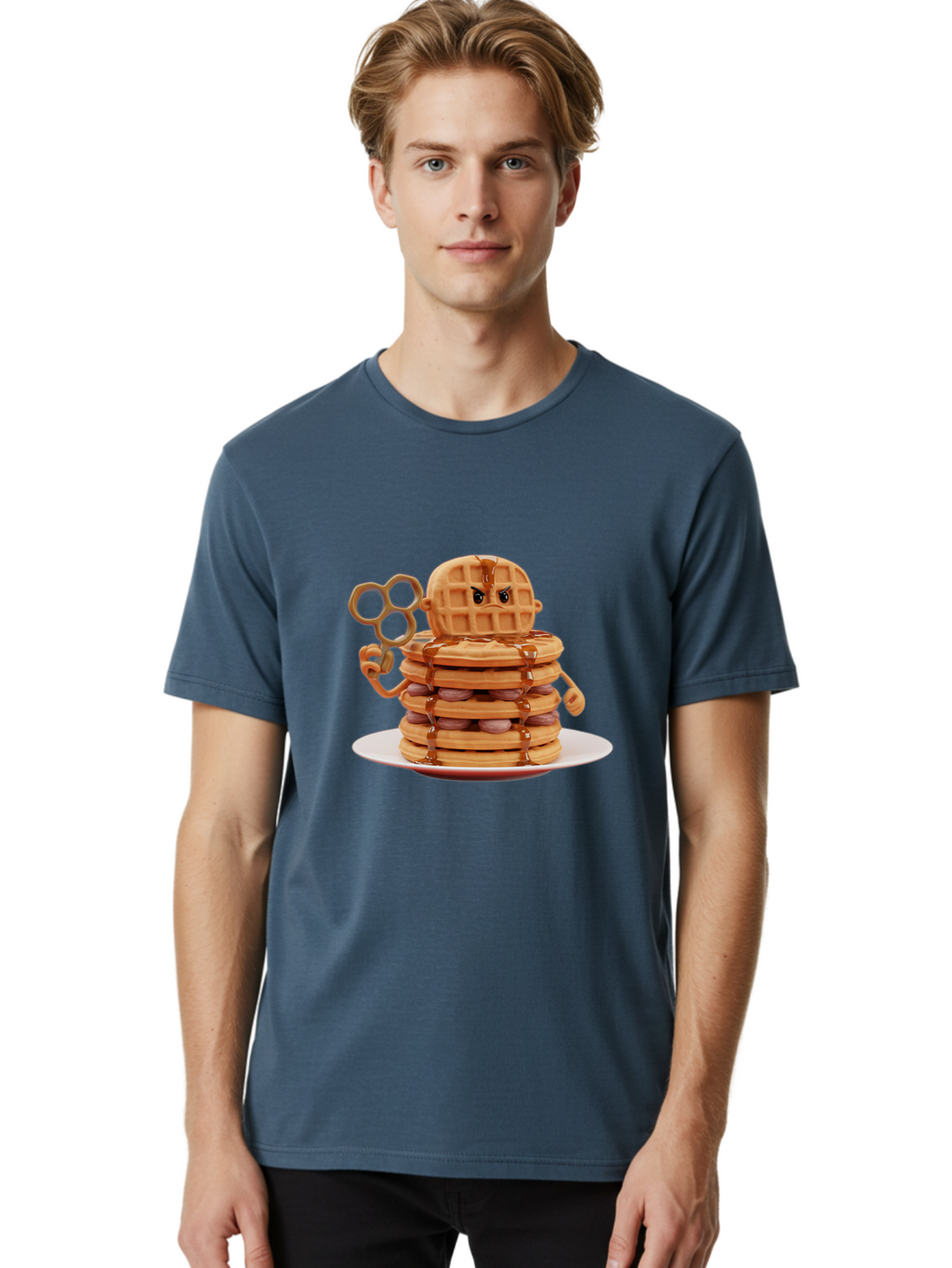 Waffle-Character Men'S Graphic Tee, 100% Cotton, Comfortable Casual Summer Wear, Machine Washable, Vintage Camera, Old Camera, Antique Camera, Black Camera, Classic Photography, Photography Equipment, Nostalgic Device, Film Camera, Camera Art Bal582