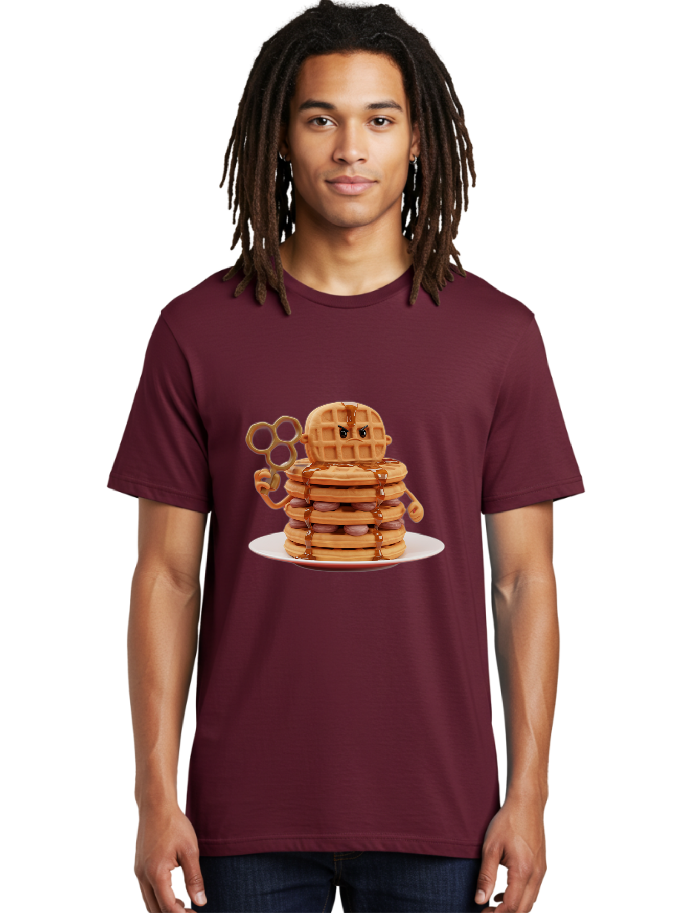 Waffle-Character Men'S Graphic Tee, 100% Cotton, Comfortable Casual Summer Wear, Machine Washable, Vintage Camera, Old Camera, Antique Camera, Black Camera, Classic Photography, Photography Equipment, Nostalgic Device, Film Camera, Camera Art Bal582