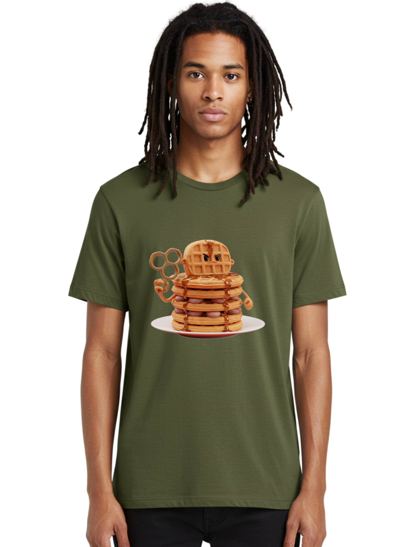 Waffle-Character Men'S Graphic Tee, 100% Cotton, Comfortable Casual Summer Wear, Machine Washable, Vintage Camera, Old Camera, Antique Camera, Black Camera, Classic Photography, Photography Equipment, Nostalgic Device, Film Camera, Camera Art Bal582
