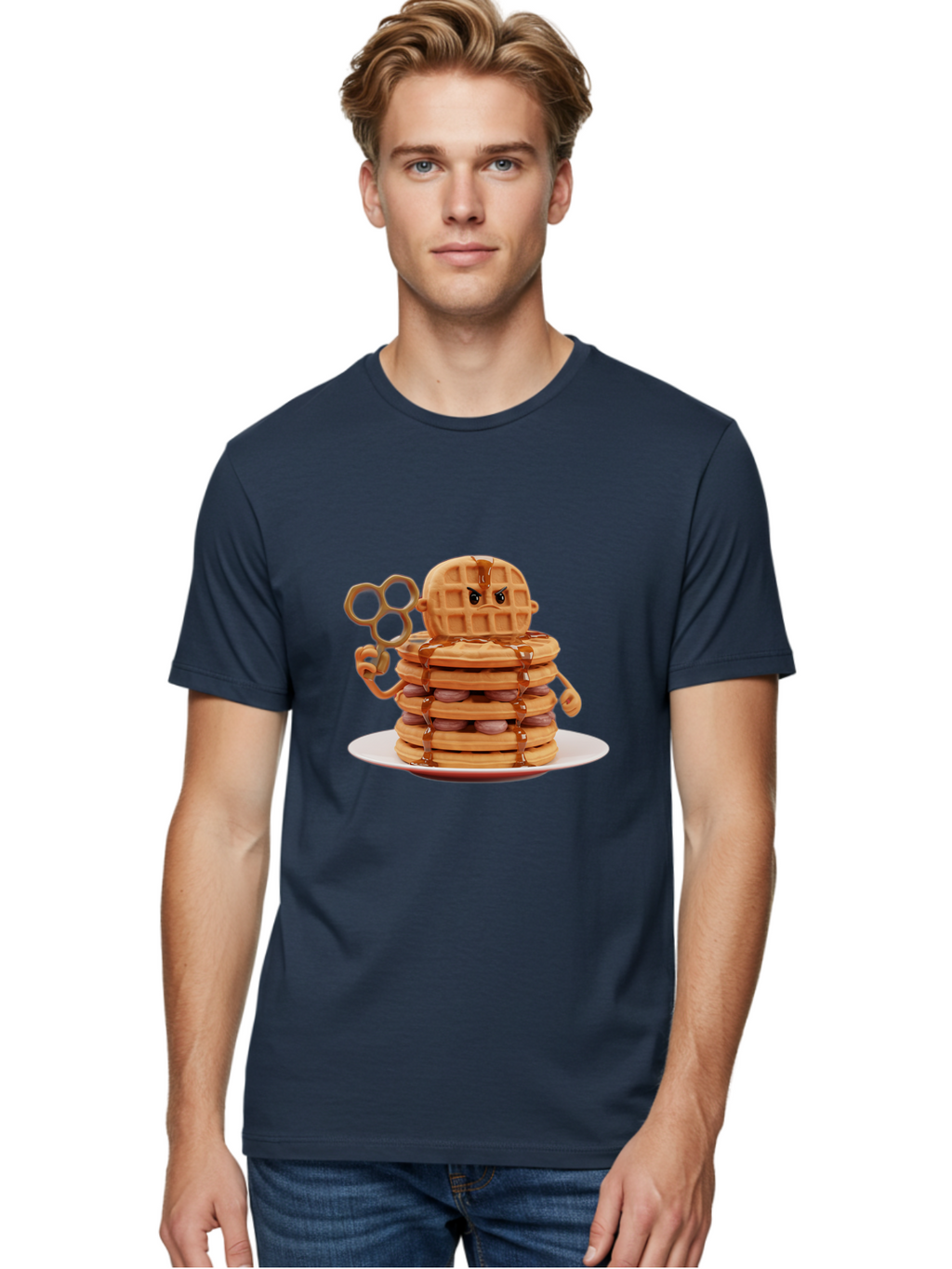 Waffle-Character Men'S Graphic Tee, 100% Cotton, Comfortable Casual Summer Wear, Machine Washable, Vintage Camera, Old Camera, Antique Camera, Black Camera, Classic Photography, Photography Equipment, Nostalgic Device, Film Camera, Camera Art Bal582