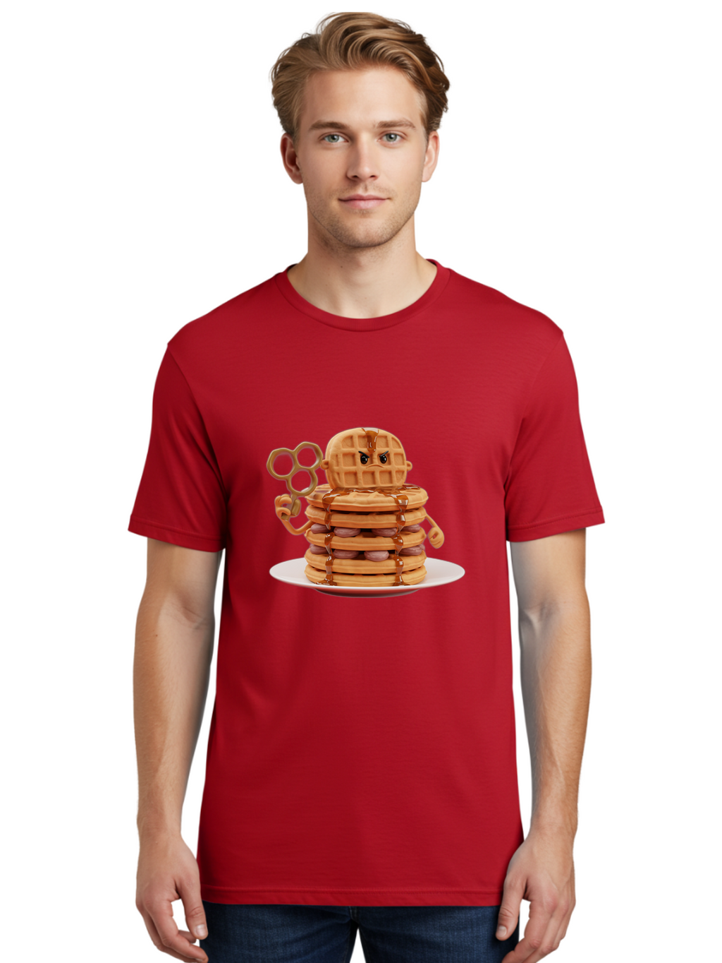 Waffle-Character Men'S Graphic Tee, 100% Cotton, Comfortable Casual Summer Wear, Machine Washable, Vintage Camera, Old Camera, Antique Camera, Black Camera, Classic Photography, Photography Equipment, Nostalgic Device, Film Camera, Camera Art Bal582