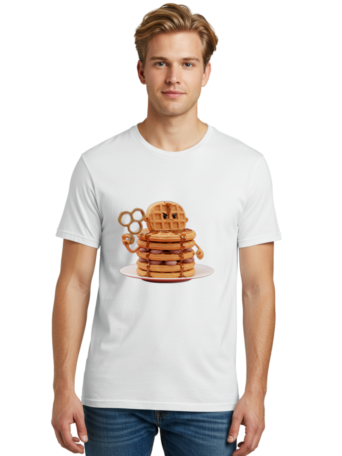 Waffle-Character Men'S Graphic Tee, 100% Cotton, Comfortable Casual Summer Wear, Machine Washable, Vintage Camera, Old Camera, Antique Camera, Black Camera, Classic Photography, Photography Equipment, Nostalgic Device, Film Camera, Camera Art Bal582