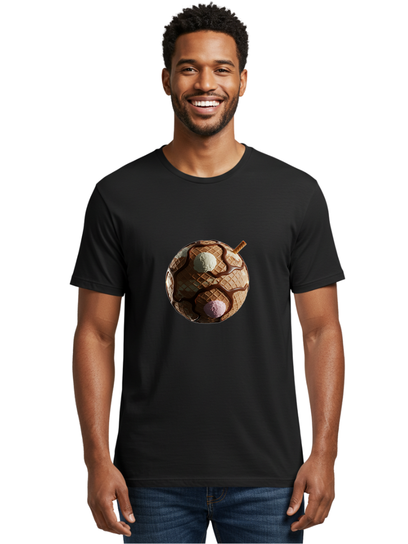 Waffle-Ice-Cream Men'S Graphic Tee, 100% Cotton, Comfortable Casual Summer Wear, Machine Washable, Vintage Camera, Old Camera, Antique Camera, Black Camera, Classic Photography, Photography Equipment, Nostalgic Device, Film Camera, Camera Art Bal583