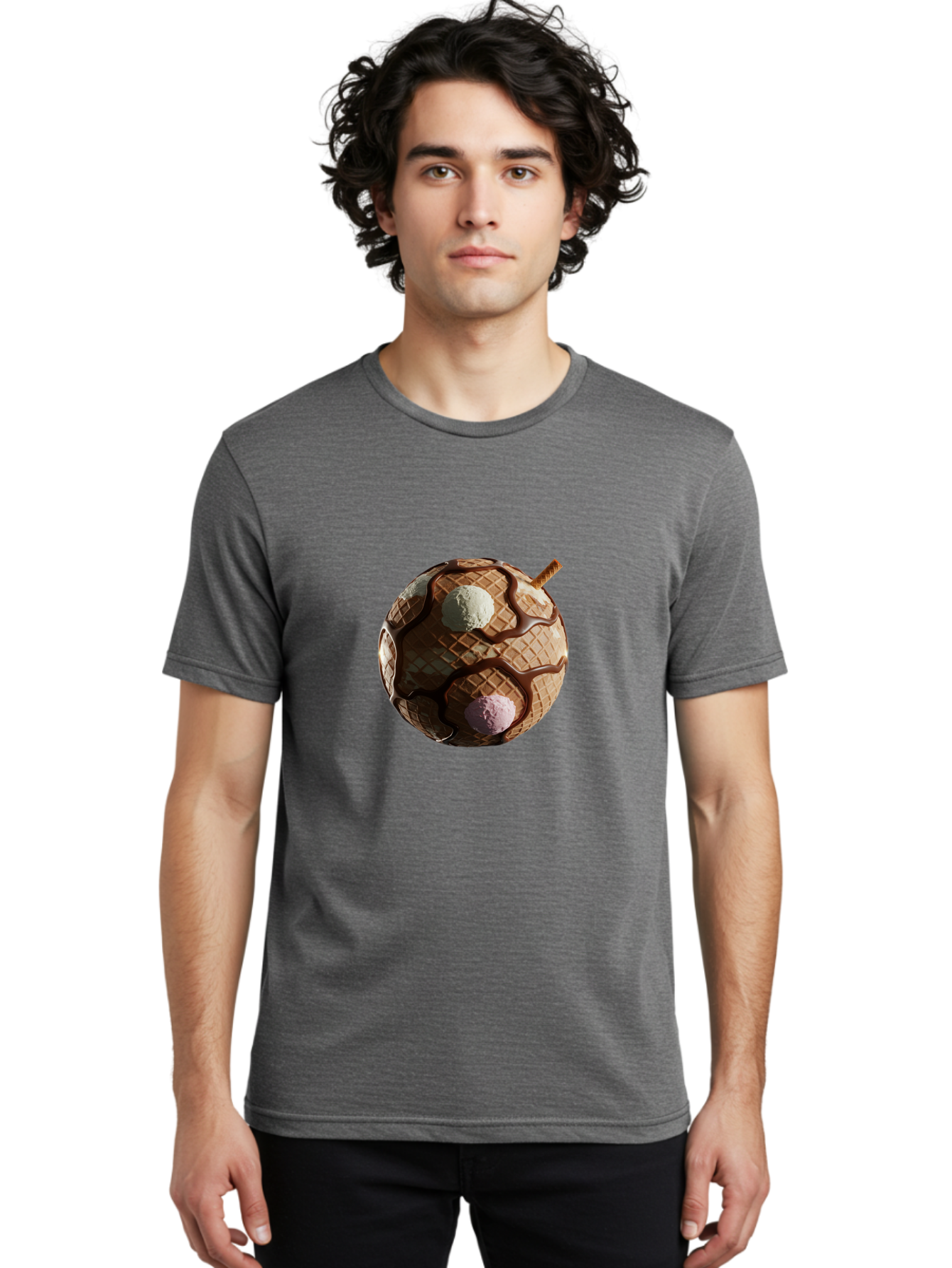 Waffle-Ice-Cream Men'S Graphic Tee, 100% Cotton, Comfortable Casual Summer Wear, Machine Washable, Vintage Camera, Old Camera, Antique Camera, Black Camera, Classic Photography, Photography Equipment, Nostalgic Device, Film Camera, Camera Art Bal583