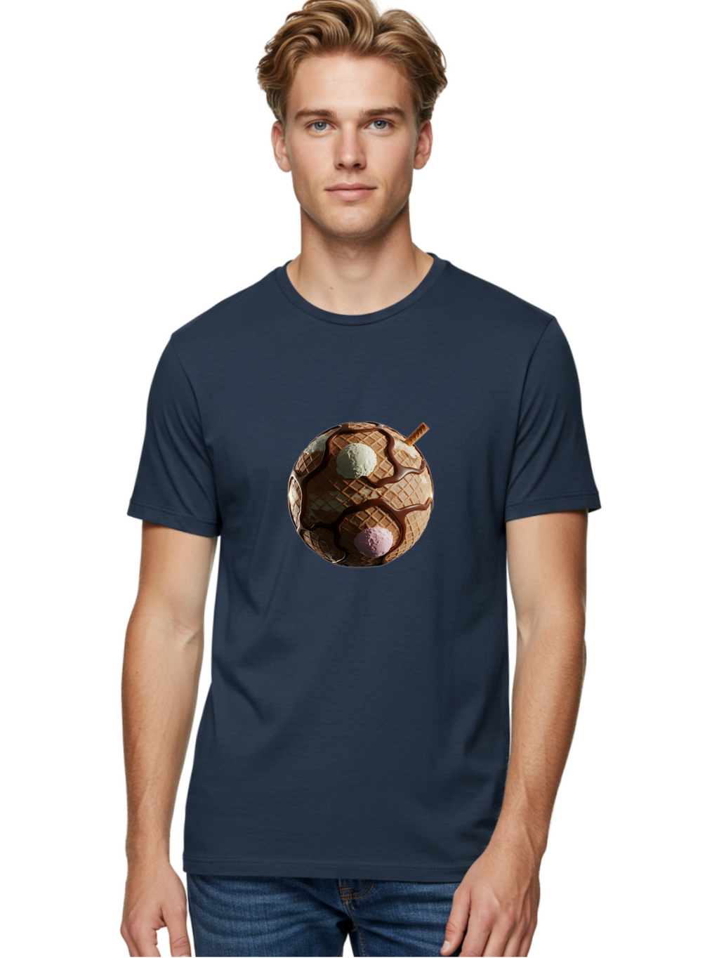Waffle-Ice-Cream Men'S Graphic Tee, 100% Cotton, Comfortable Casual Summer Wear, Machine Washable, Vintage Camera, Old Camera, Antique Camera, Black Camera, Classic Photography, Photography Equipment, Nostalgic Device, Film Camera, Camera Art Bal583