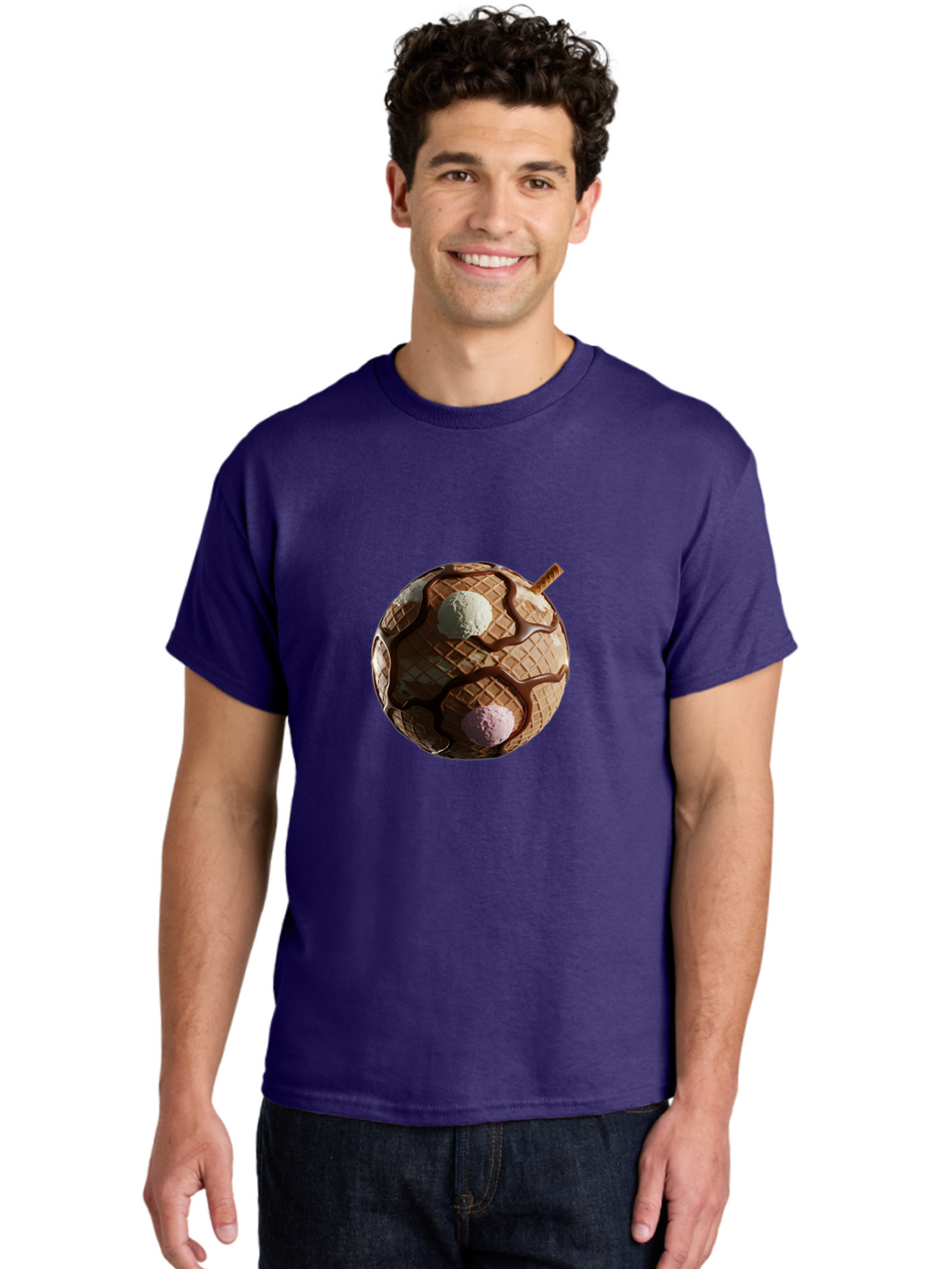 Waffle-Ice-Cream Men'S Graphic Tee, 100% Cotton, Comfortable Casual Summer Wear, Machine Washable, Vintage Camera, Old Camera, Antique Camera, Black Camera, Classic Photography, Photography Equipment, Nostalgic Device, Film Camera, Camera Art Bal583