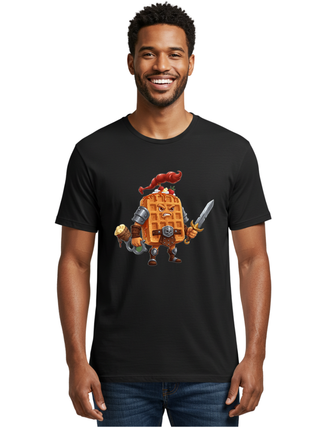 Waffle-Knight Men'S Graphic Tee, 100% Cotton, Comfortable Casual Summer Wear, Machine Washable, Vintage Camera, Old Camera, Antique Camera, Black Camera, Classic Photography, Photography Equipment, Nostalgic Device, Film Camera, Camera Art Bal584
