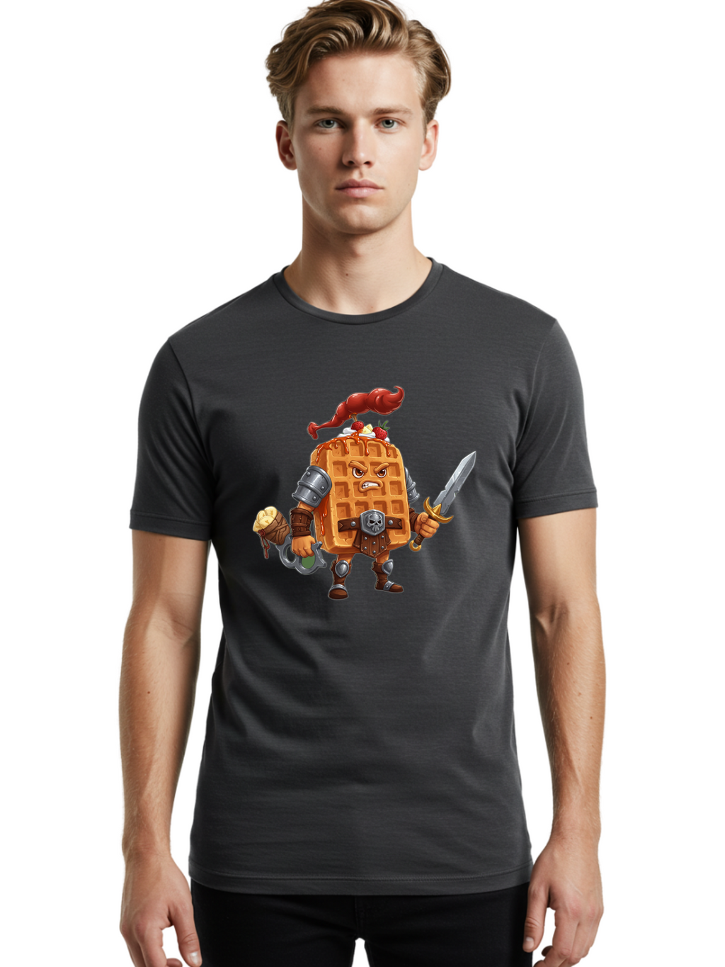 Waffle-Knight Men'S Graphic Tee, 100% Cotton, Comfortable Casual Summer Wear, Machine Washable, Vintage Camera, Old Camera, Antique Camera, Black Camera, Classic Photography, Photography Equipment, Nostalgic Device, Film Camera, Camera Art Bal584