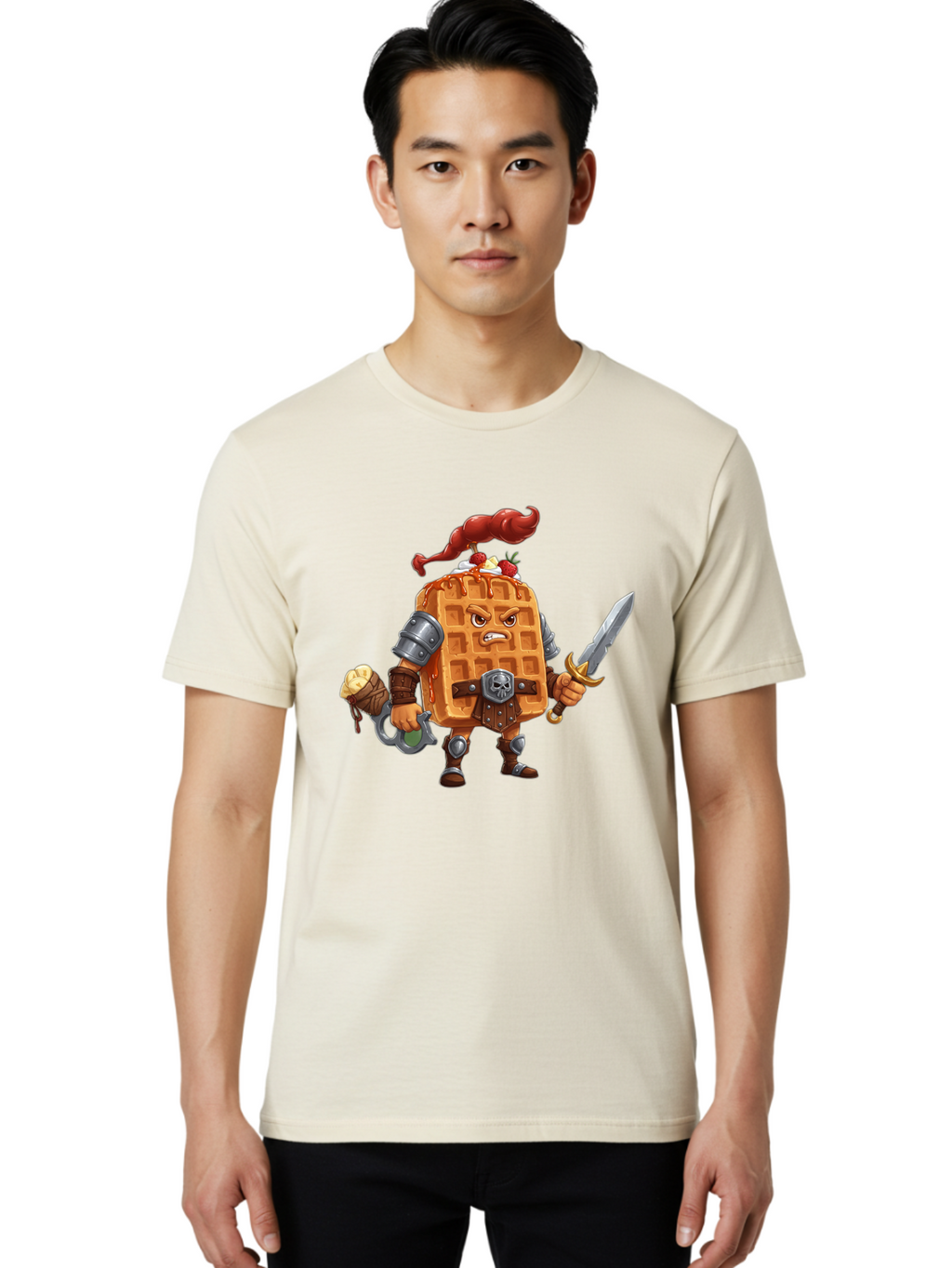 Waffle-Knight Men'S Graphic Tee, 100% Cotton, Comfortable Casual Summer Wear, Machine Washable, Vintage Camera, Old Camera, Antique Camera, Black Camera, Classic Photography, Photography Equipment, Nostalgic Device, Film Camera, Camera Art Bal584