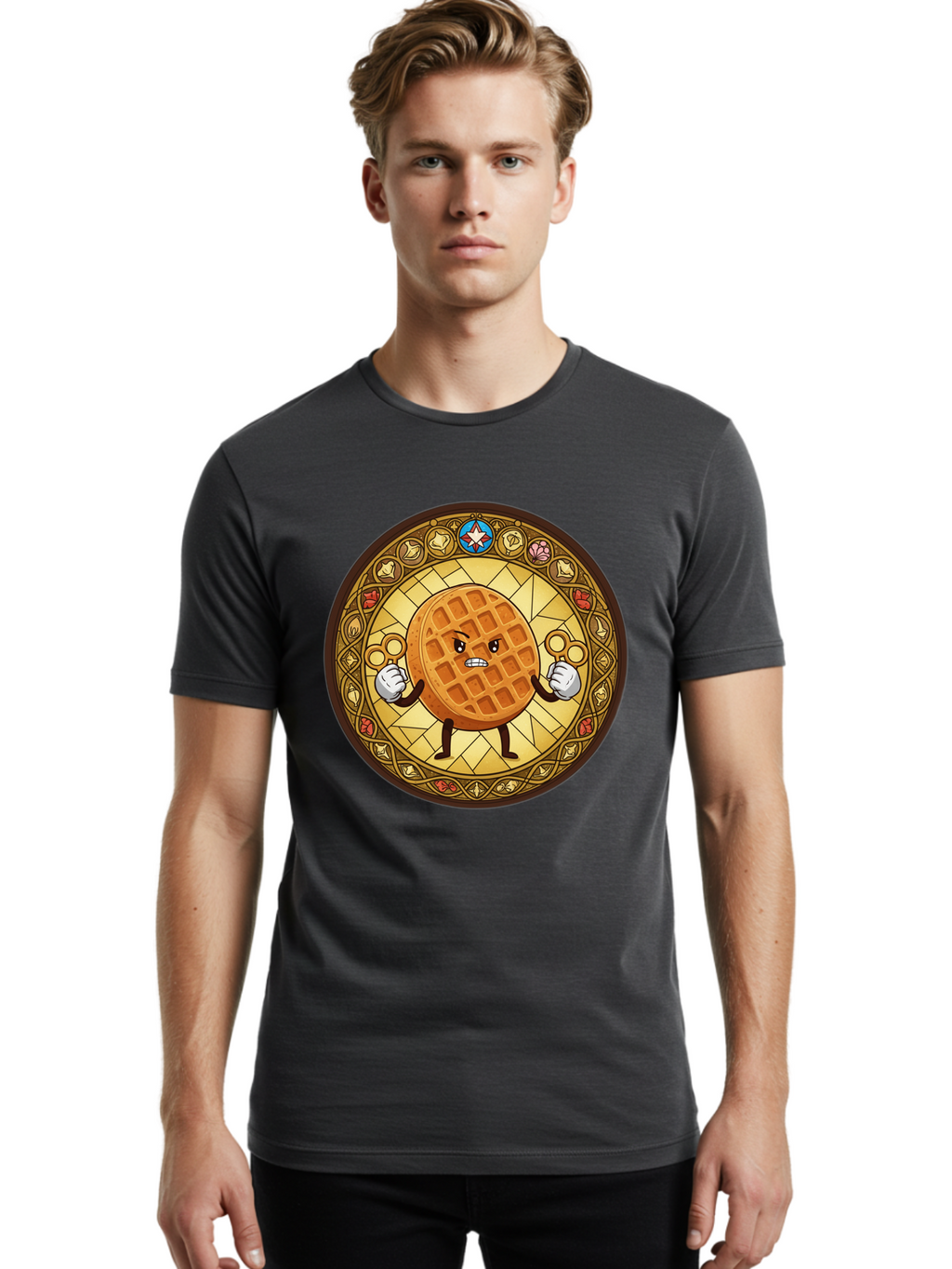 Waffle Men'S Graphic Tee, 100% Cotton, Comfortable Casual Summer Wear, Machine Washable, Vintage Camera, Old Camera, Antique Camera, Black Camera, Classic Photography, Photography Equipment, Nostalgic Device, Film Camera, Camera Art Bal585