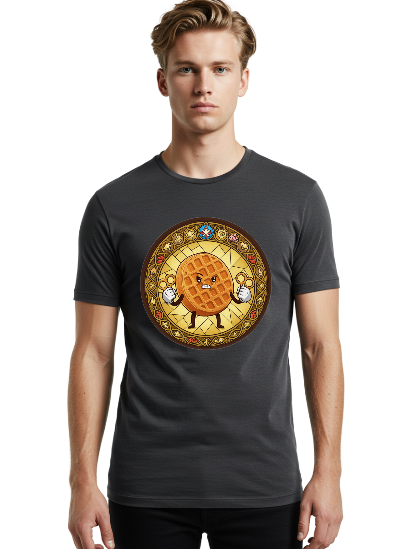 Waffle Men'S Graphic Tee, 100% Cotton, Comfortable Casual Summer Wear, Machine Washable, Vintage Camera, Old Camera, Antique Camera, Black Camera, Classic Photography, Photography Equipment, Nostalgic Device, Film Camera, Camera Art Bal585