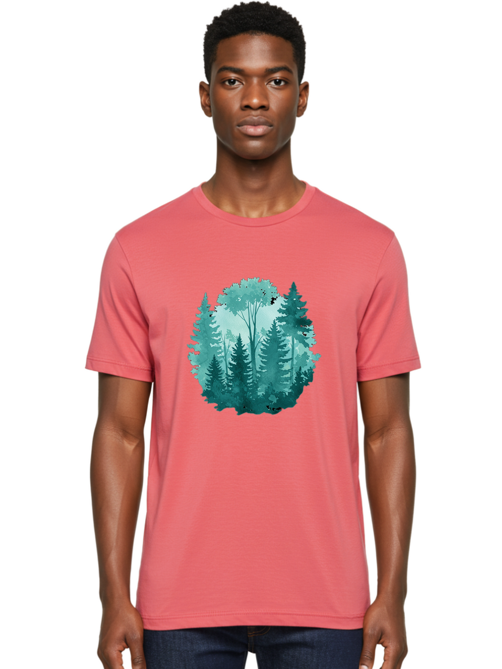 Watercolor-Forest Men'S Graphic Tee, 100% Cotton, Comfortable Casual Summer Wear, Machine Washable, Vintage Camera, Old Camera, Antique Camera, Black Camera, Classic Photography, Photography Equipment, Nostalgic Device, Film Camera, Camera Art Bal586