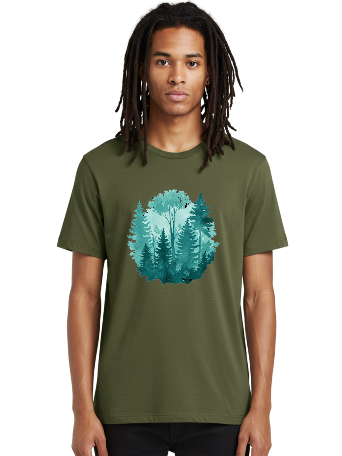 Watercolor-Forest Men'S Graphic Tee, 100% Cotton, Comfortable Casual Summer Wear, Machine Washable, Vintage Camera, Old Camera, Antique Camera, Black Camera, Classic Photography, Photography Equipment, Nostalgic Device, Film Camera, Camera Art Bal586