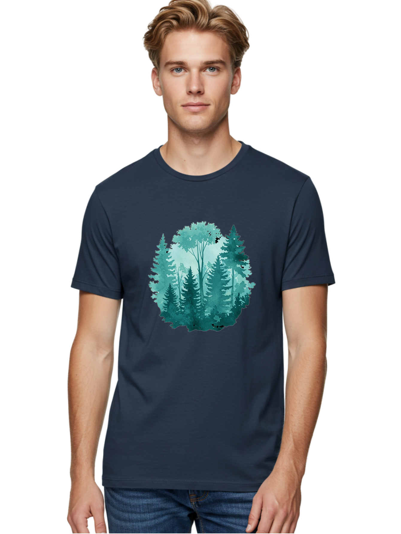 Watercolor-Forest Men'S Graphic Tee, 100% Cotton, Comfortable Casual Summer Wear, Machine Washable, Vintage Camera, Old Camera, Antique Camera, Black Camera, Classic Photography, Photography Equipment, Nostalgic Device, Film Camera, Camera Art Bal586