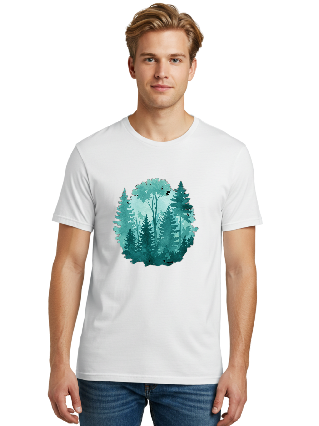 Watercolor-Forest Men'S Graphic Tee, 100% Cotton, Comfortable Casual Summer Wear, Machine Washable, Vintage Camera, Old Camera, Antique Camera, Black Camera, Classic Photography, Photography Equipment, Nostalgic Device, Film Camera, Camera Art Bal586