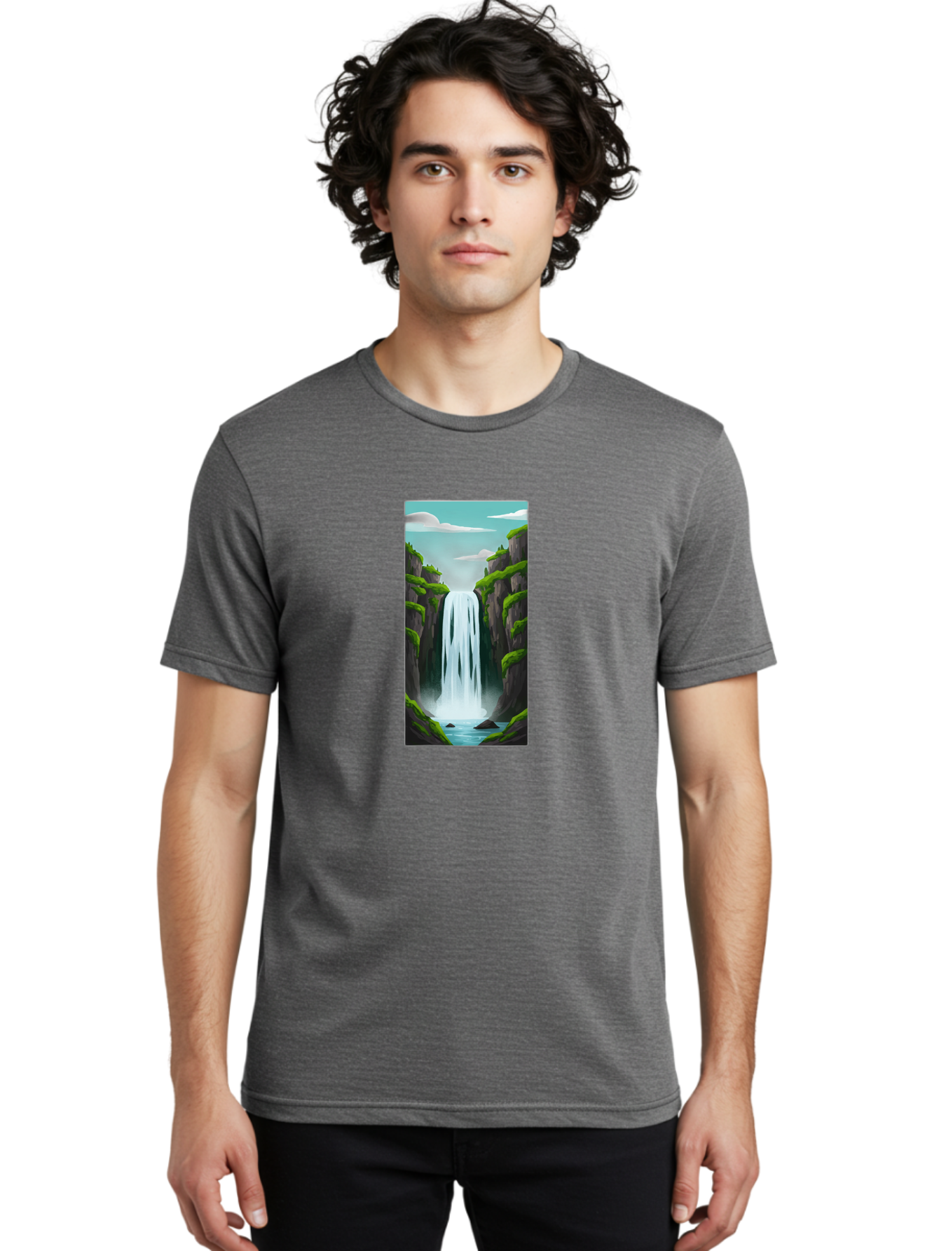 Waterfall Men'S Graphic Tee, 100% Cotton, Comfortable Casual Summer Wear, Machine Washable, Vintage Camera, Old Camera, Antique Camera, Black Camera, Classic Photography, Photography Equipment, Nostalgic Device, Film Camera, Camera Art Bal587
